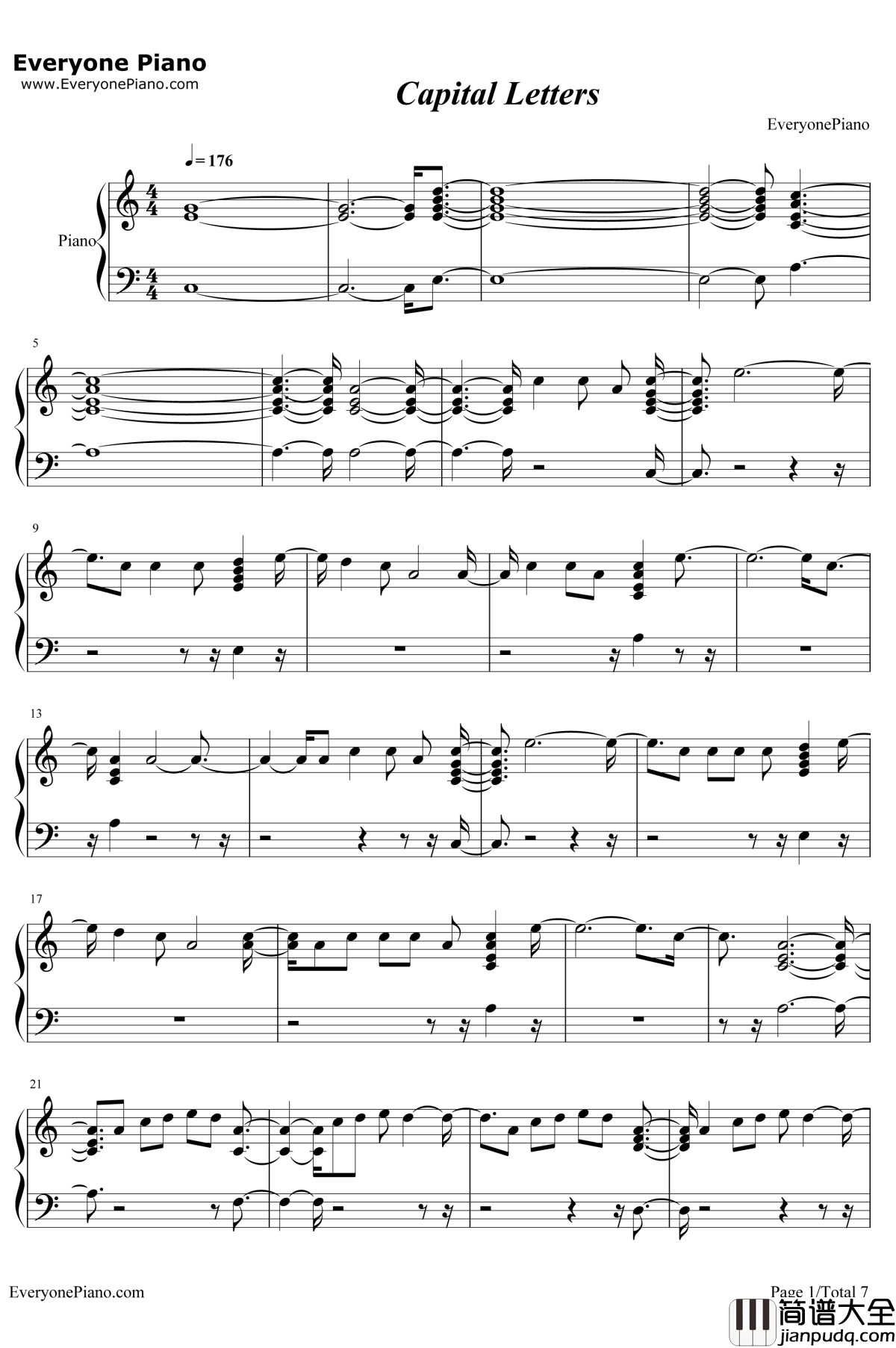Capital_Letters钢琴谱_Hailee_Steinfeld