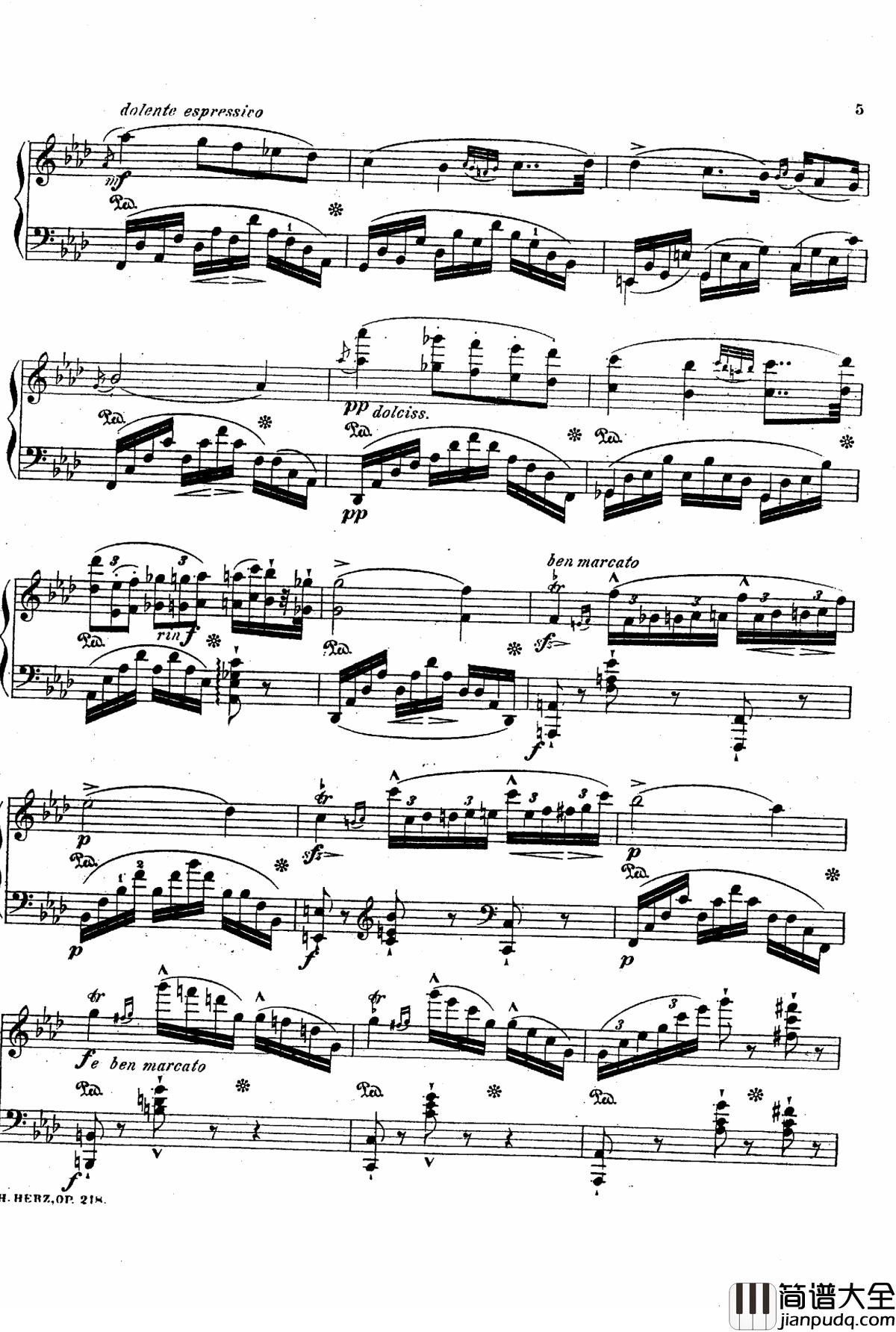 降A大调第八钢琴协奏曲Op.218钢琴谱_赫尔兹