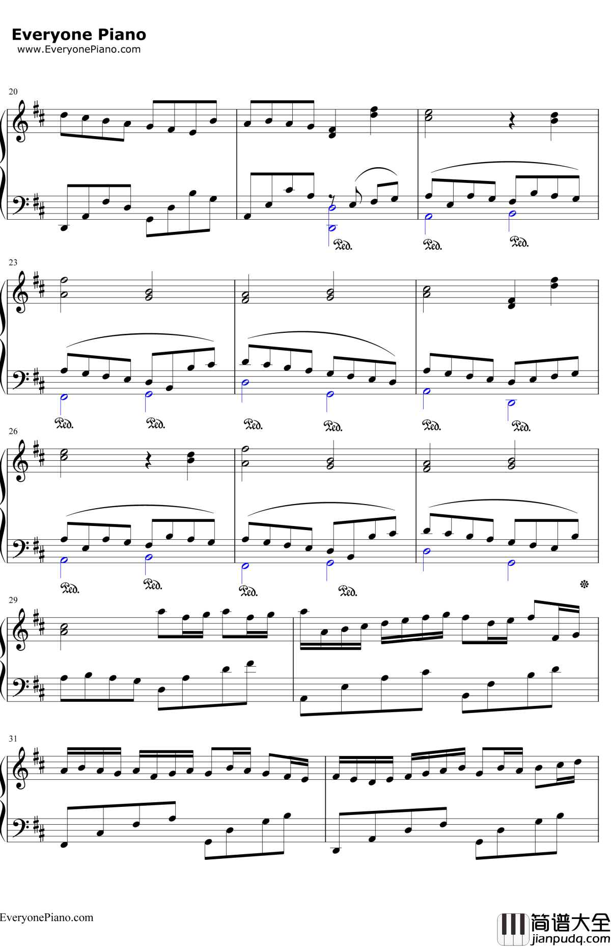 卡农大爱人间钢琴谱_巴哈贝尔Pachelbel