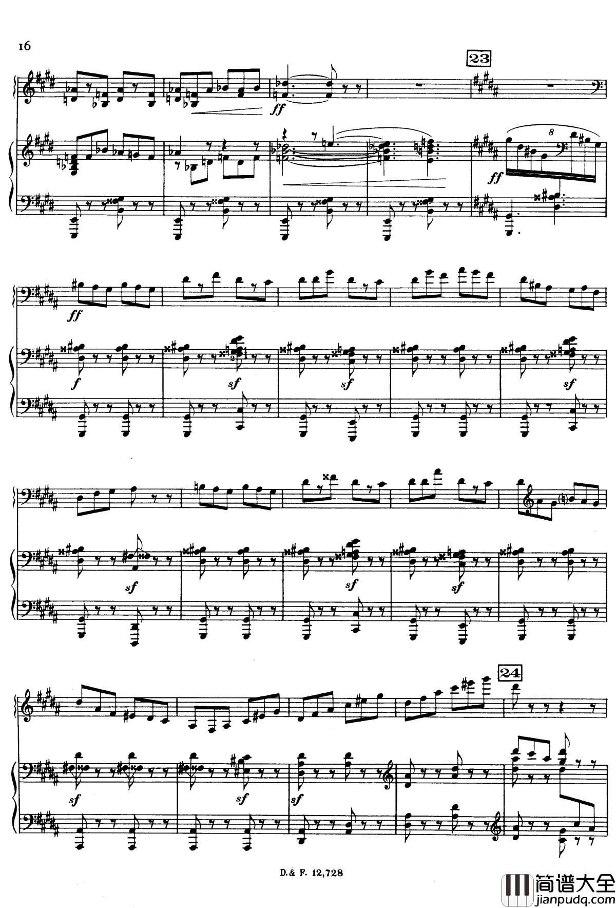 左手钢琴协奏曲钢琴谱_拉威尔_Ravel
