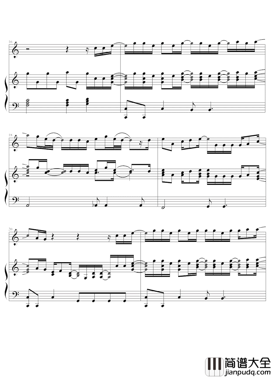 Free_loop钢琴谱_ Daniel_Richard_Powter_拥抱新生活_遇见新自己