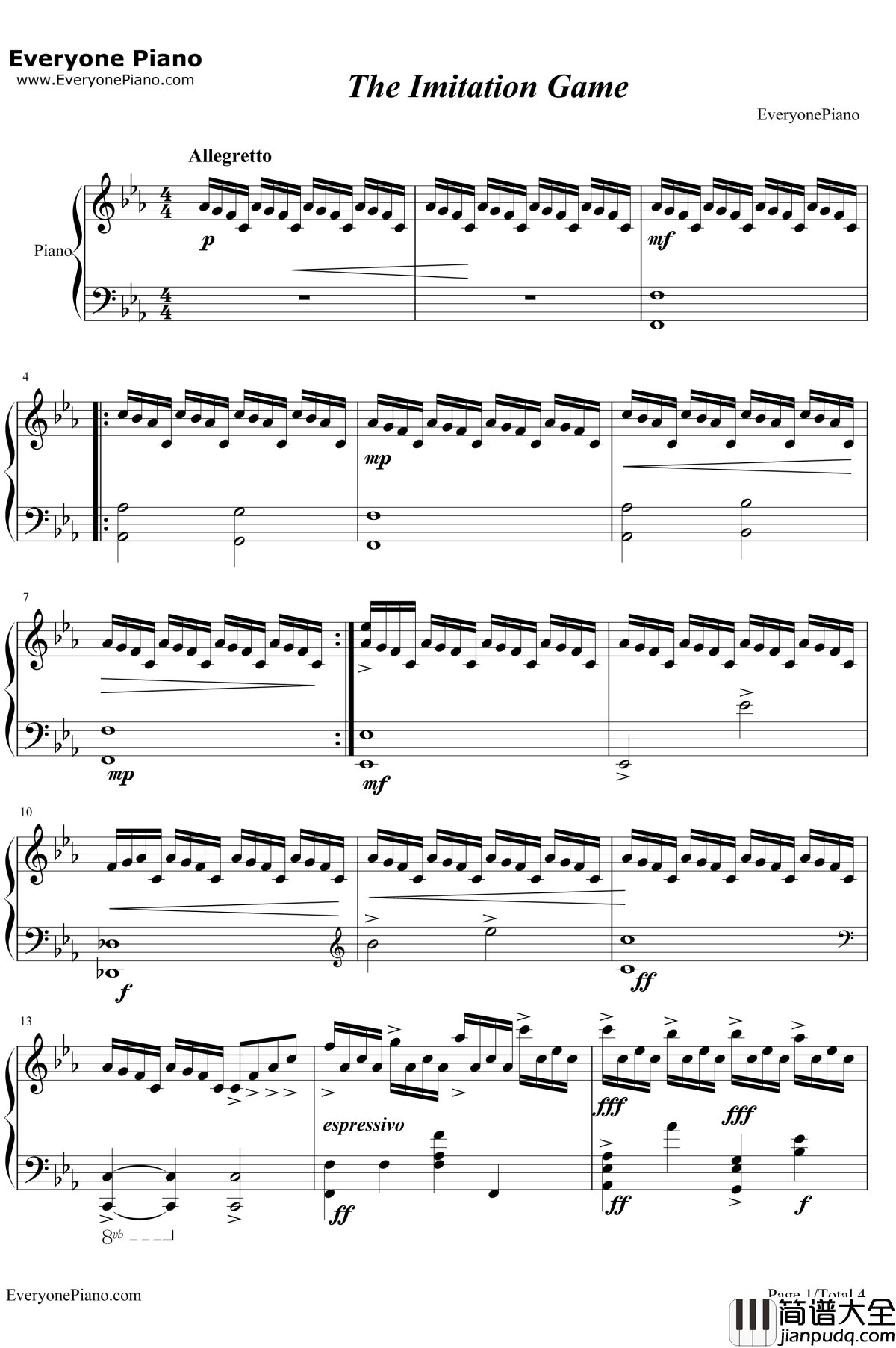The_Imitation_Game钢琴谱_Alexandre_Desplat