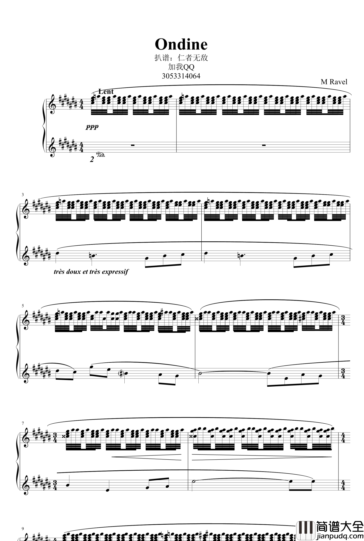 水妖钢琴谱_改良版_拉威尔_Ravel