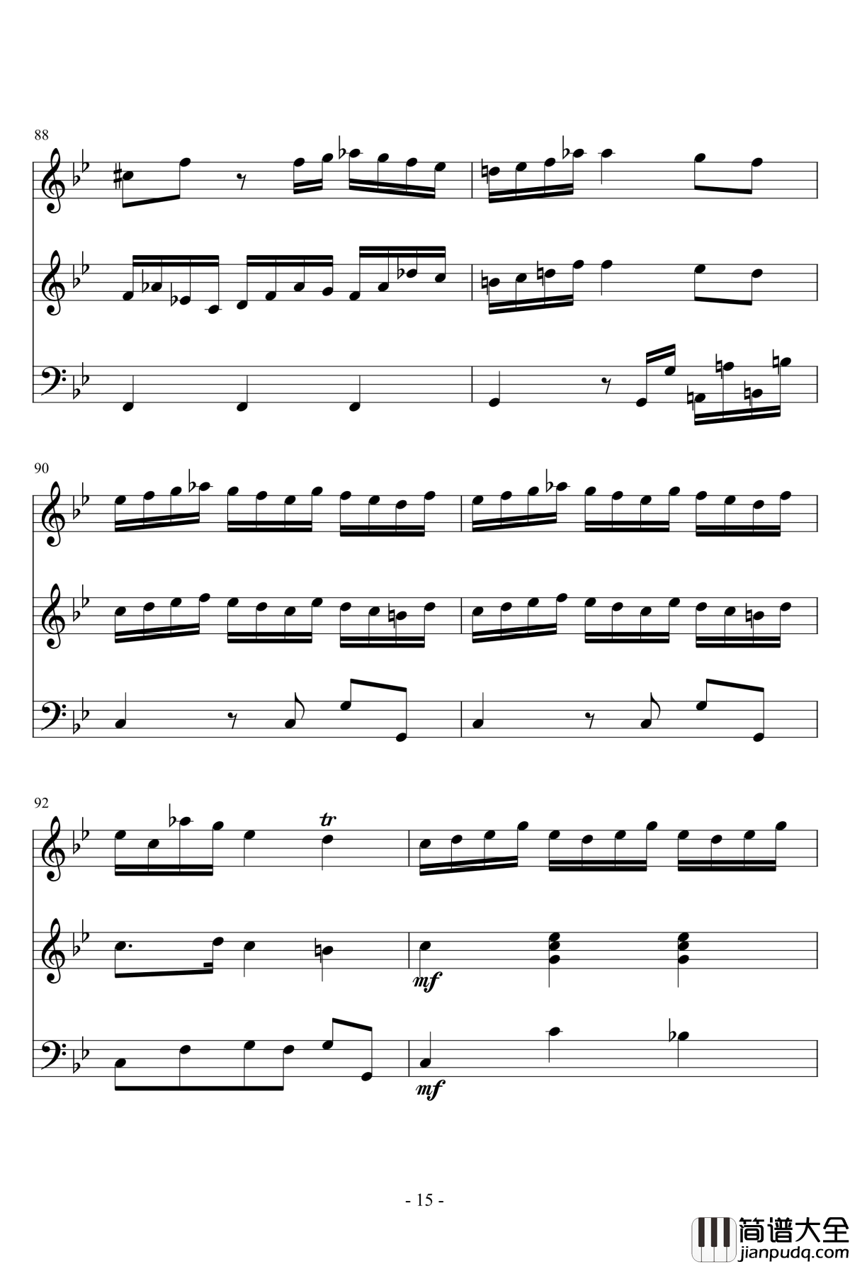 长笛与羽管键琴奏鸣曲第一乐章钢琴谱_巴赫_P.E.Bach