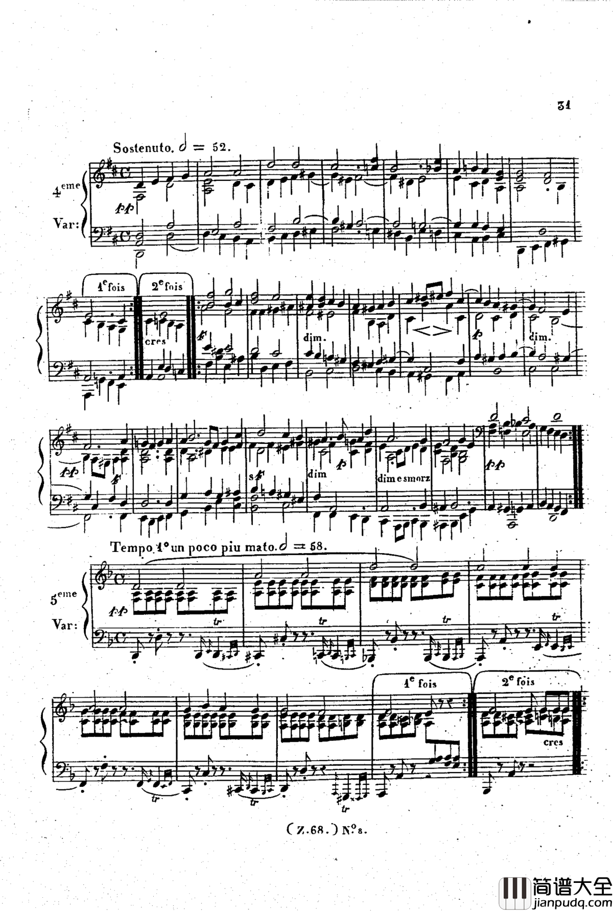 _d小调第六钢琴奏鸣曲_Op.124钢琴谱_车尔尼_Czerny