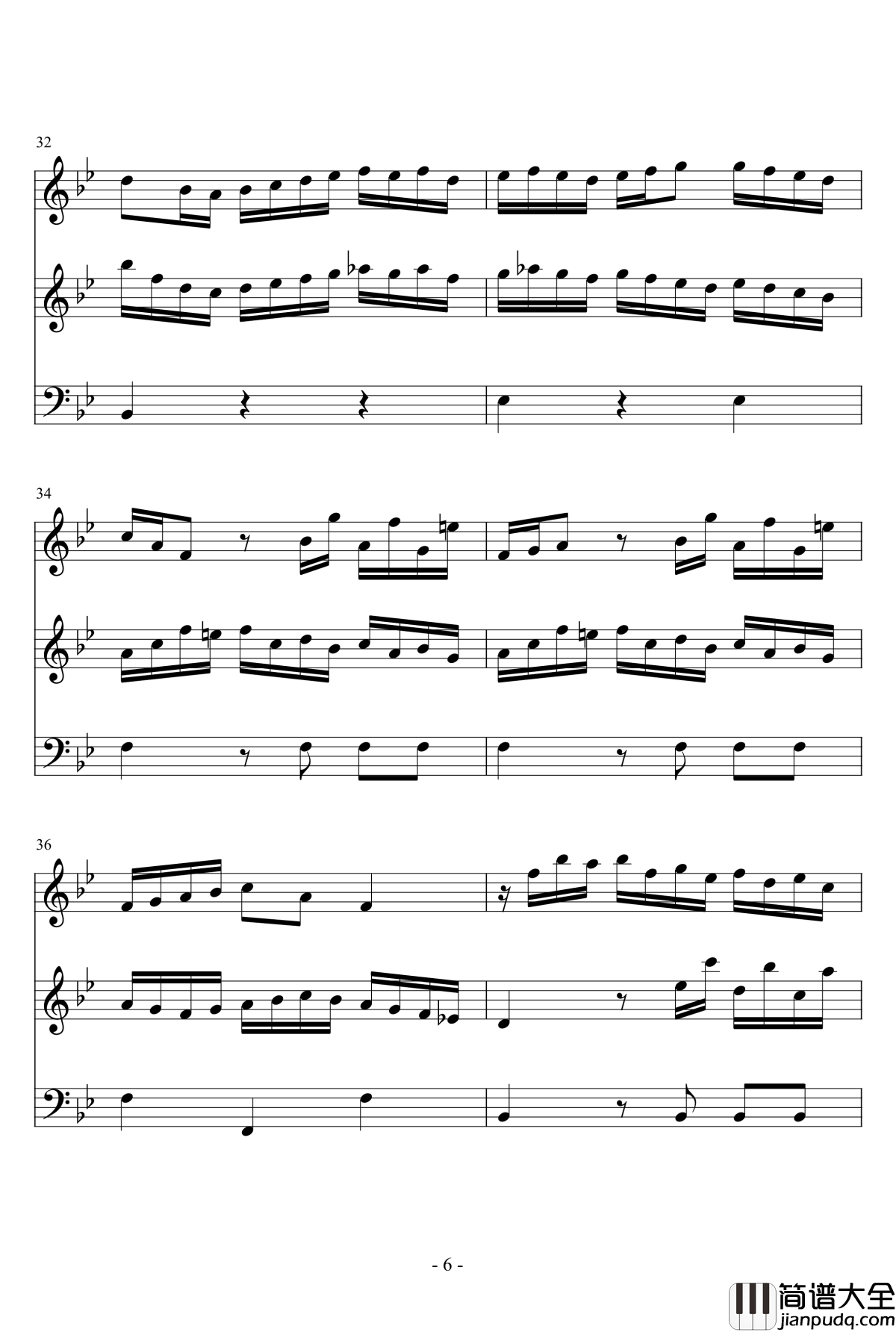 长笛与羽管键琴奏鸣曲第一乐章钢琴谱_巴赫_P.E.Bach