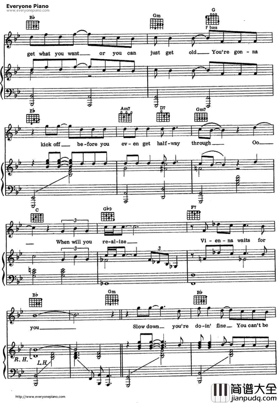 Vienna钢琴谱_BillyJoel 比利·乔尔
