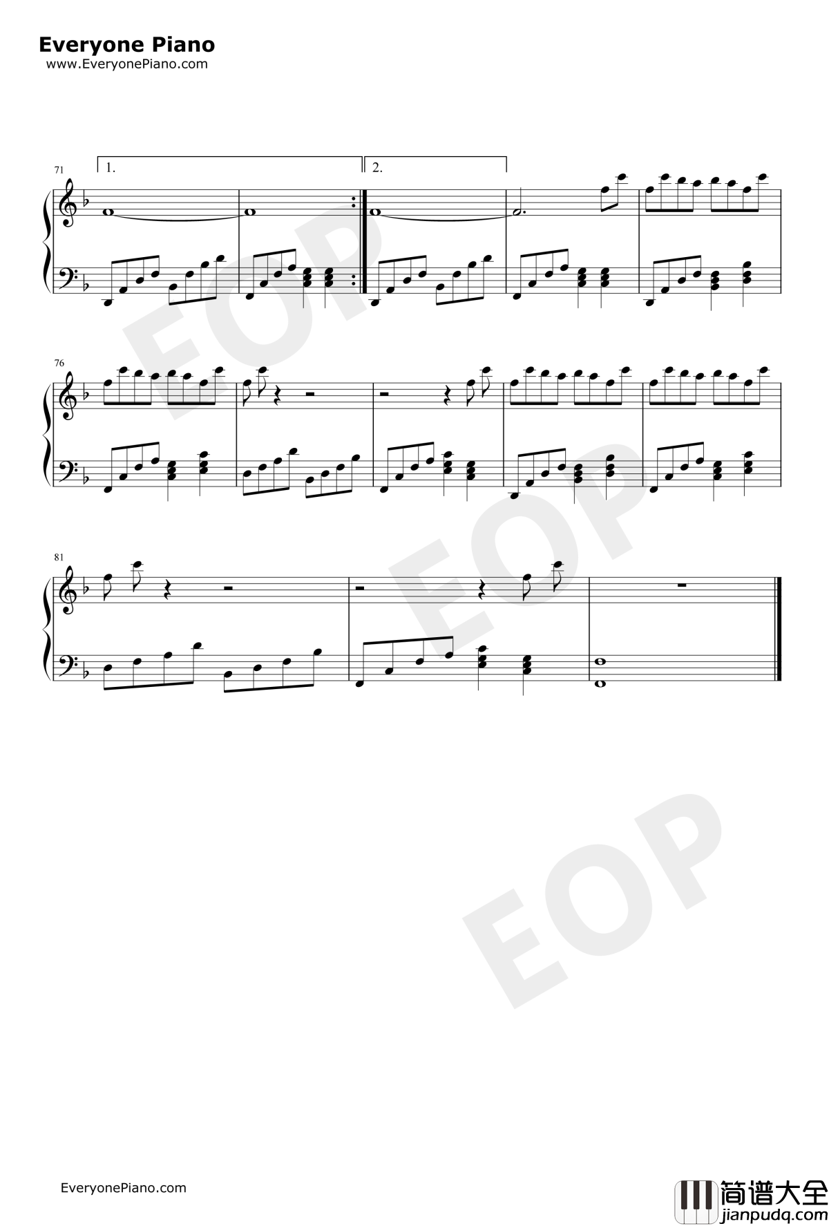 Beautiful_World钢琴谱_宇多田光_福音战士新剧场版:序主题曲