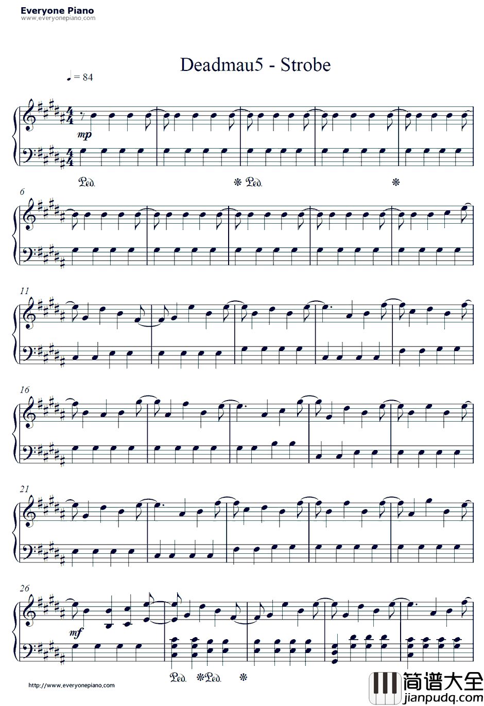 Strobe钢琴谱_Deadmau5
