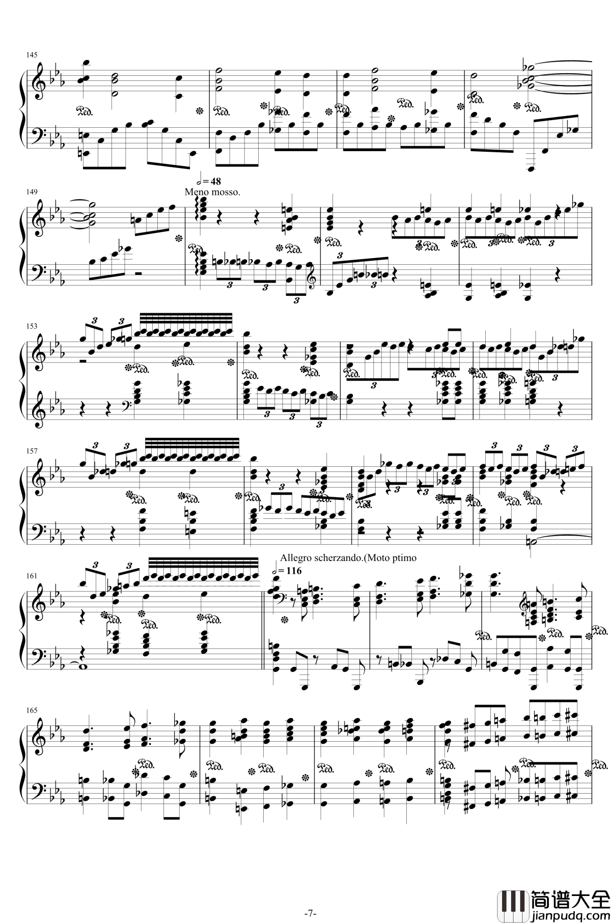 第二钢琴协奏曲钢琴谱_第三乐章独奏版_c小调_拉赫马尼若夫