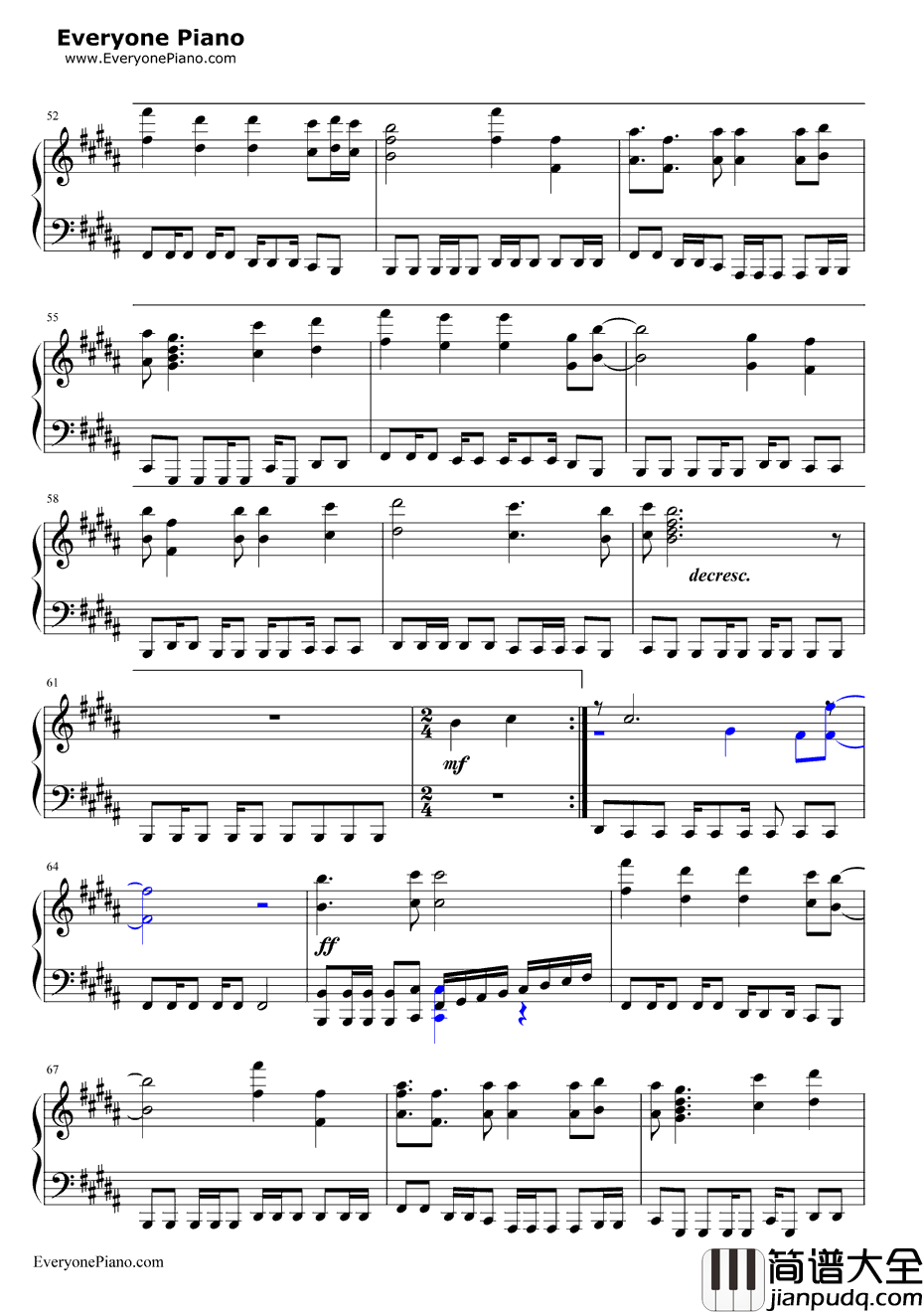 相亲相爱钢琴谱_容祖儿王力宏余翠芝孙楠_2010年春晚歌曲