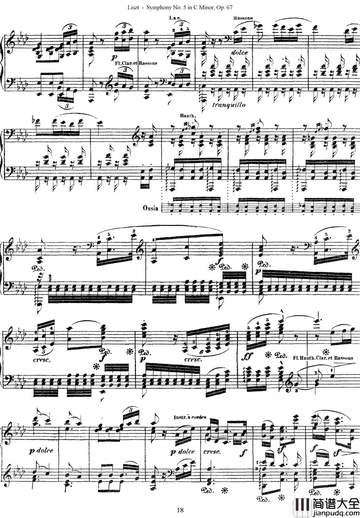第五交响乐的钢琴曲钢琴谱_李斯特_李斯特改编自贝多芬