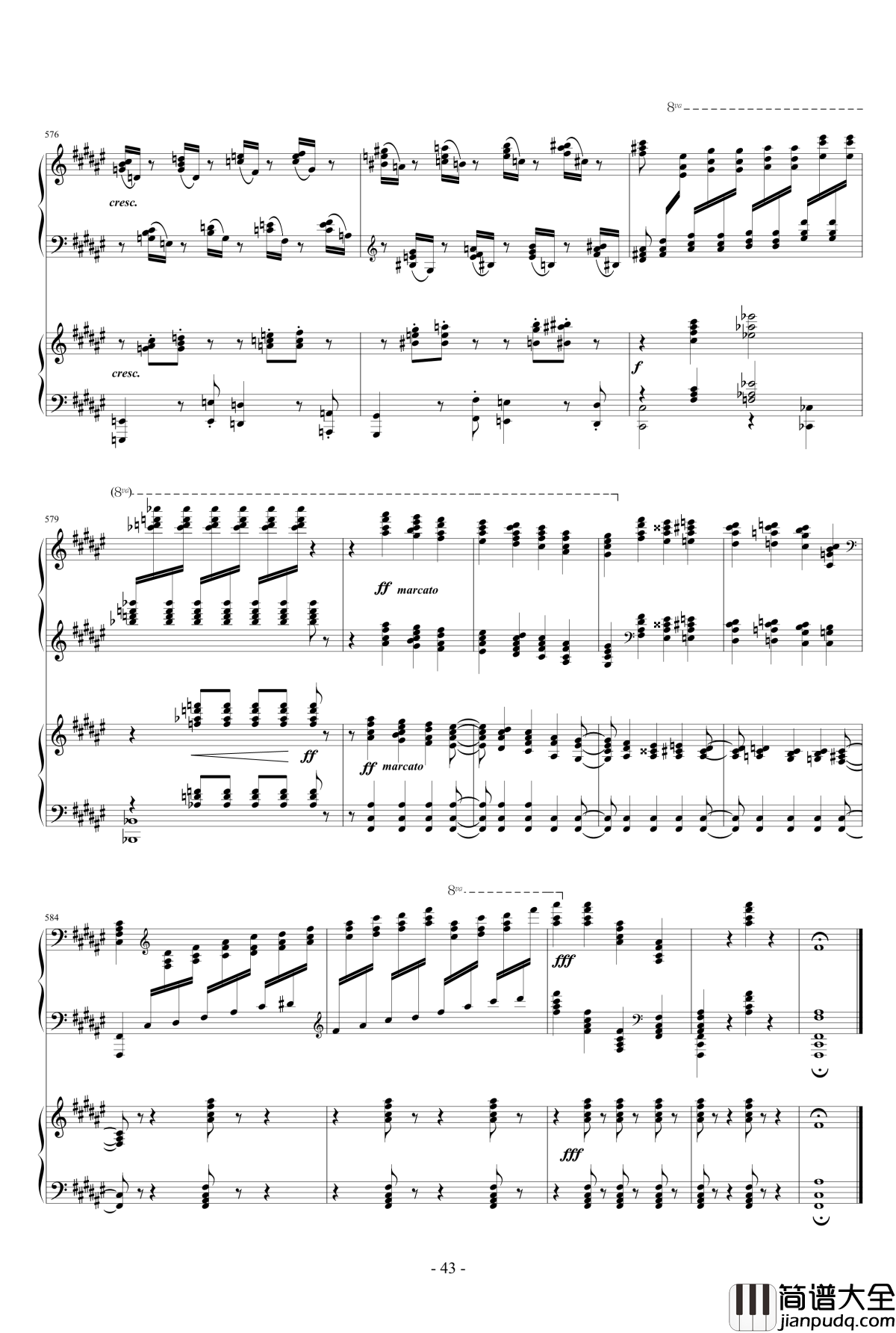 拉赫玛尼诺夫第一钢琴协奏曲_Op.1钢琴谱_拉赫马尼若夫
