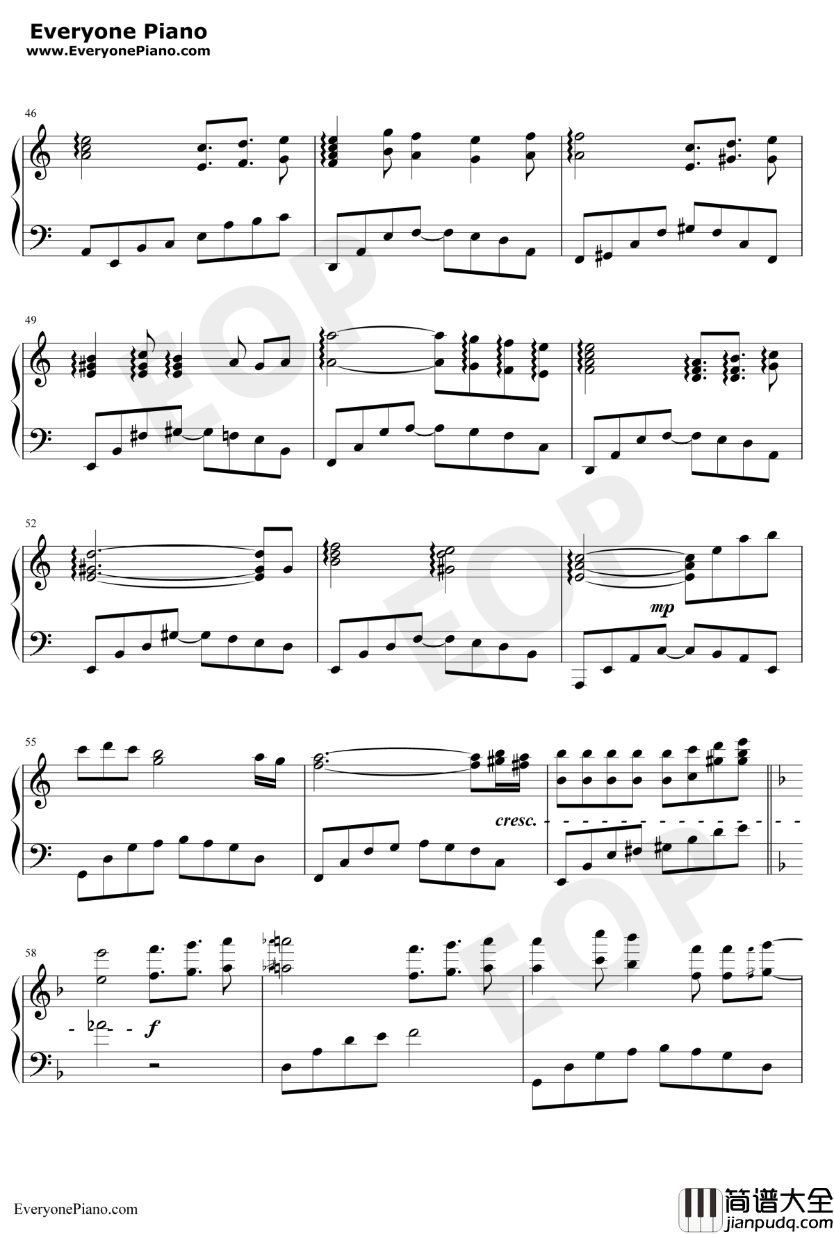守候钢琴谱_徐冥蕾心然_新绝代双骄3主题曲