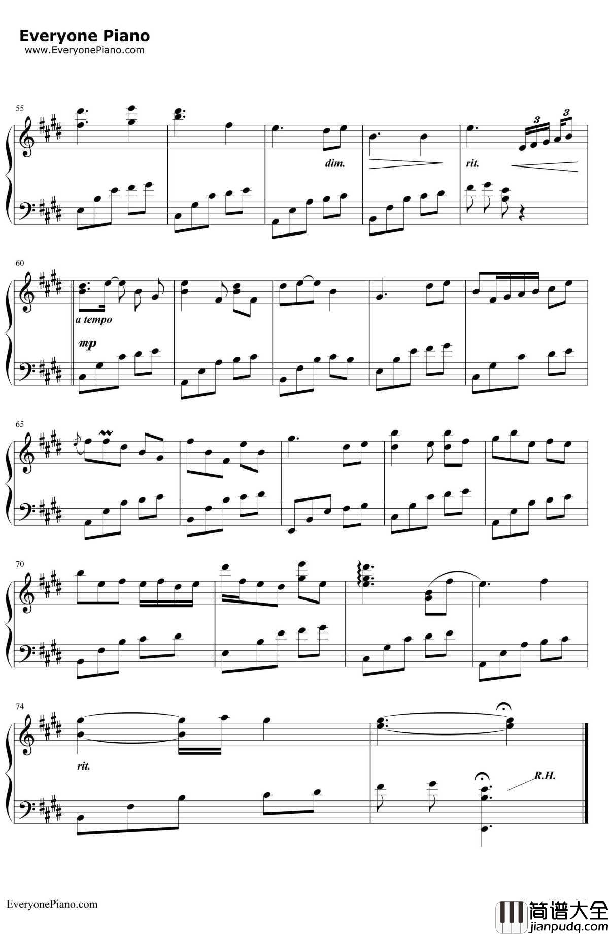 同じ高みへ钢琴谱_麻枝准__CLANNAD_OST
