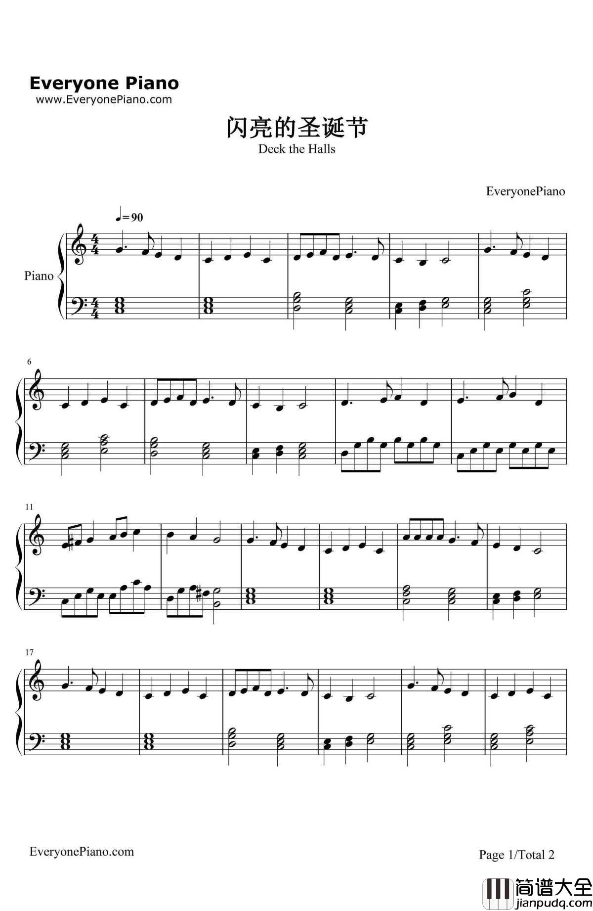 闪亮的圣诞节钢琴谱_GeorgeS.Clinton_圣诞歌曲