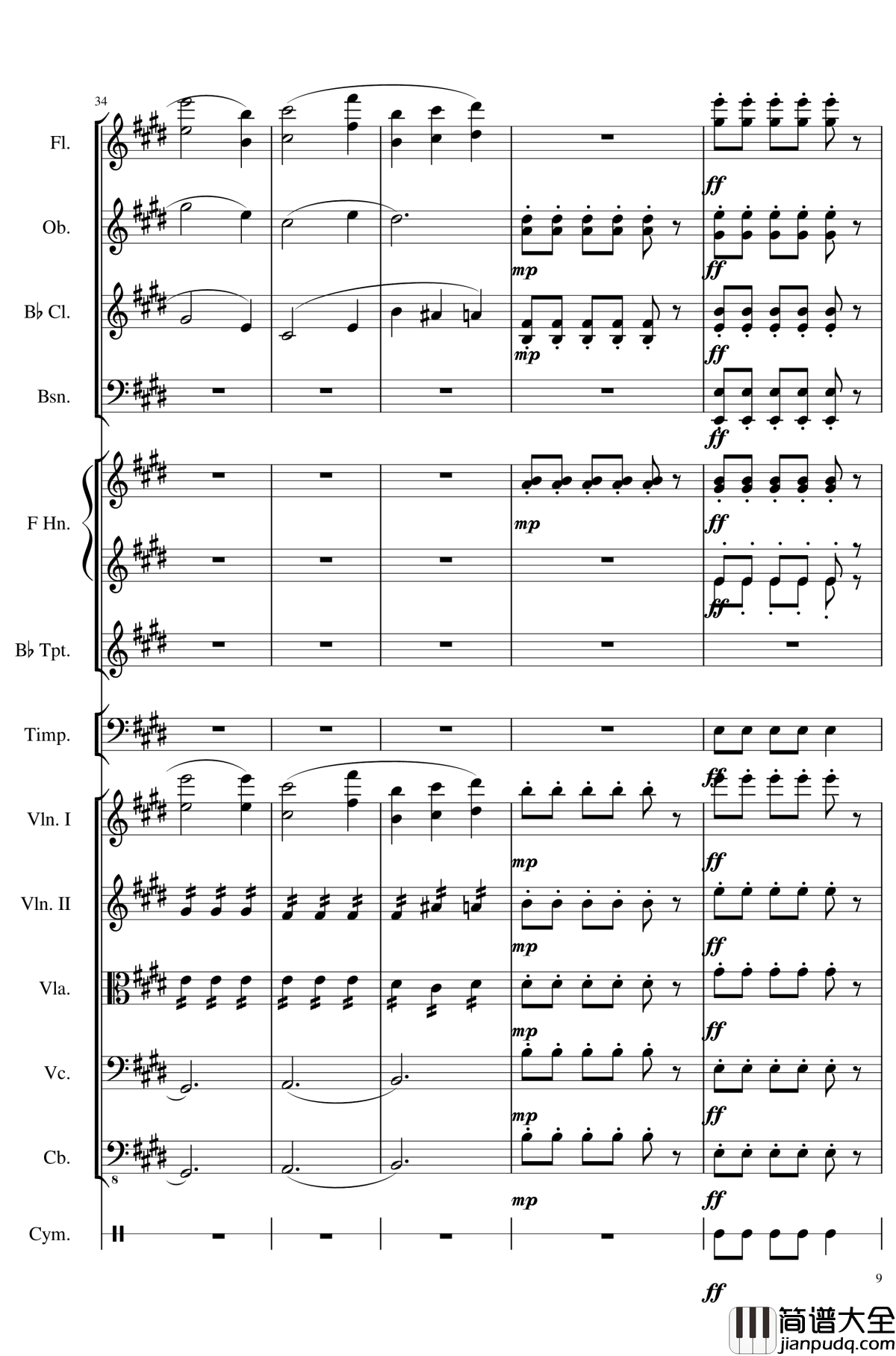 4_Contredanse_for_Chamber_Orchestra,_Op.120钢琴谱_No.3_一个球