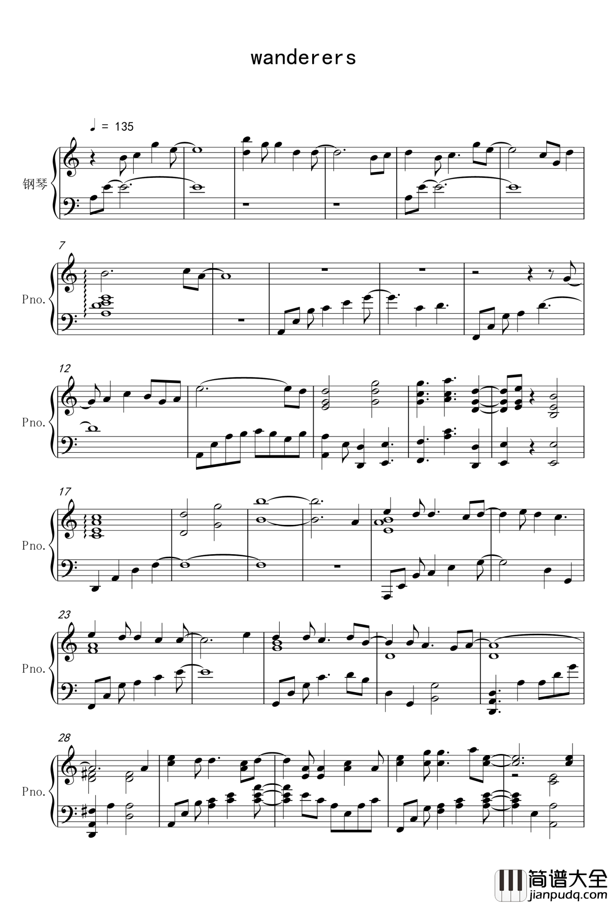 wanderers钢琴谱_东京食尸鬼_东京喰种√A插曲