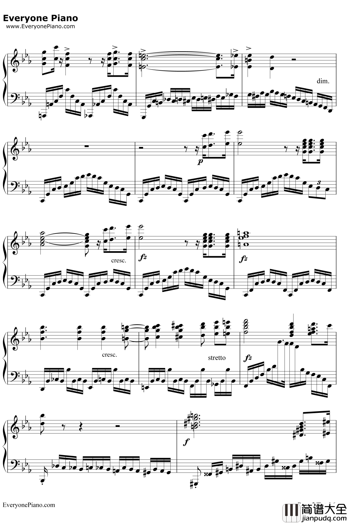 革命练习曲钢琴谱__肖邦