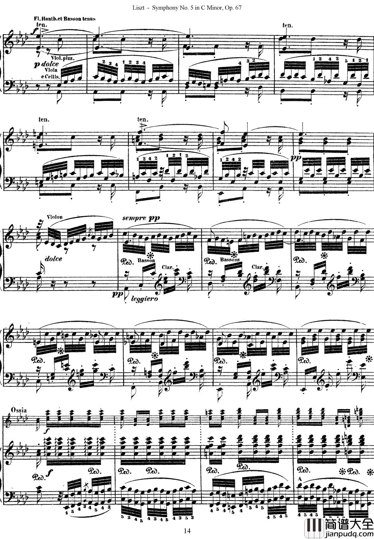 第五交响乐的钢琴曲钢琴谱_李斯特_李斯特改编自贝多芬