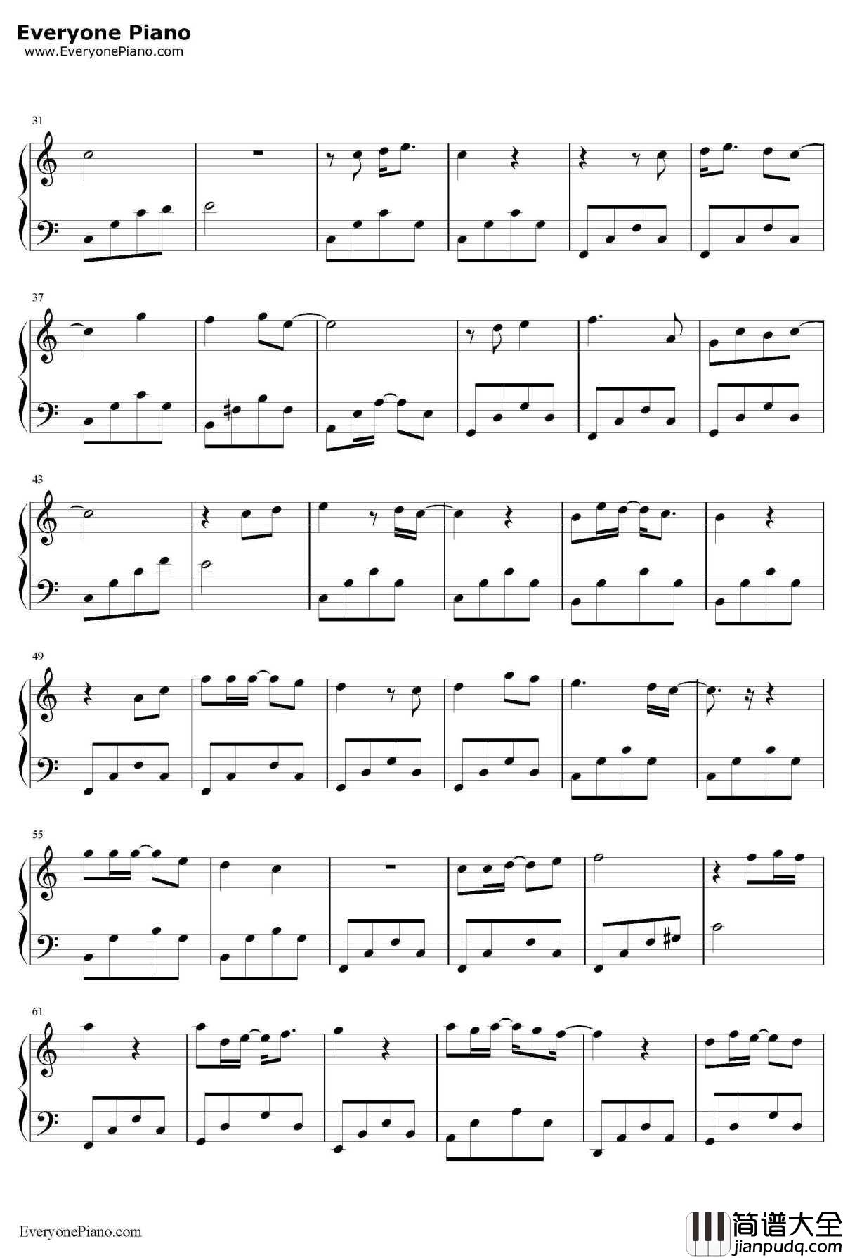 我喜欢上你时的内心活动钢琴谱_陈绮贞_喜欢你主题曲