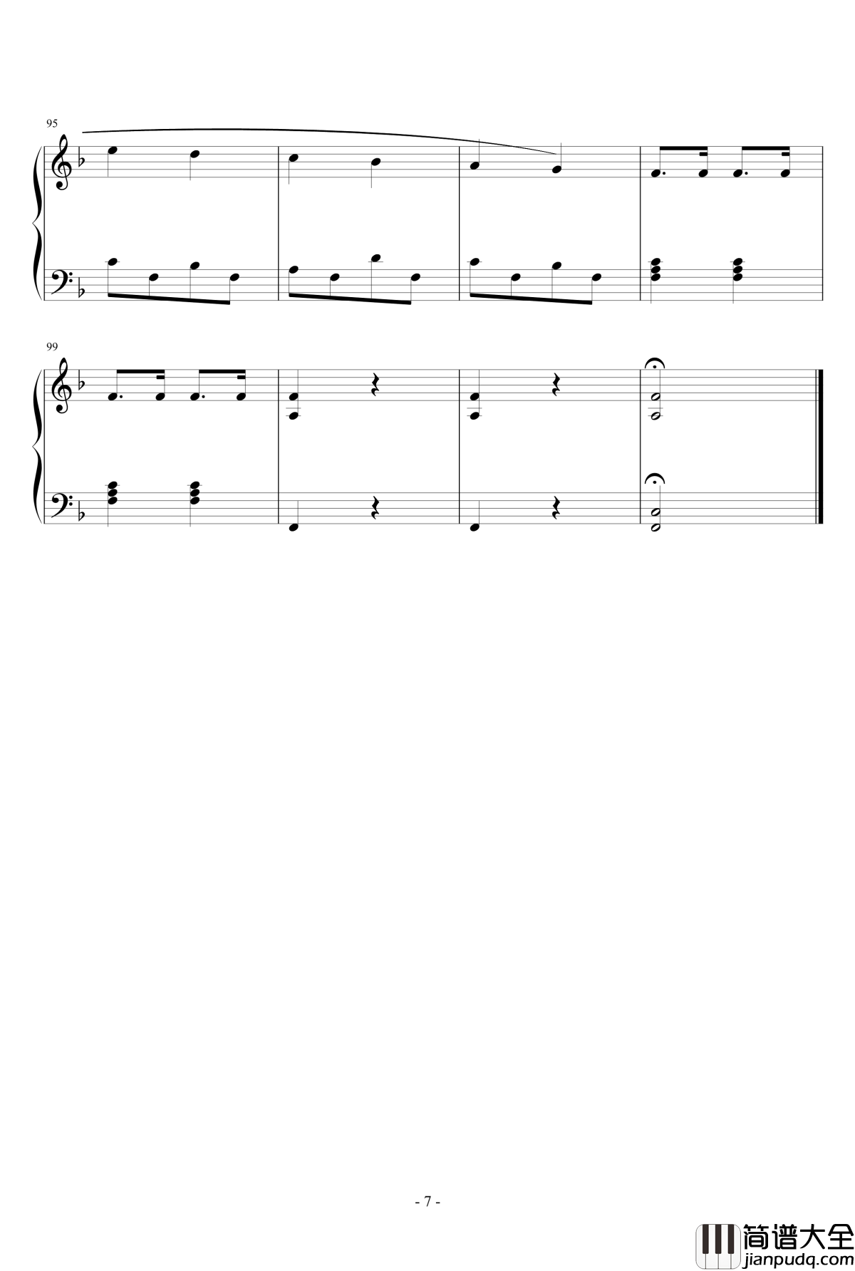 康康舞曲钢琴谱_简单版_巴赫