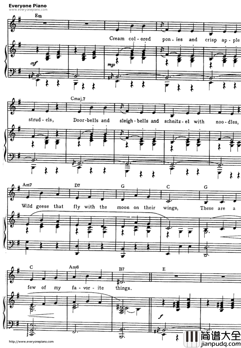My_Favorite_Things钢琴谱_RodgersandHammerstein_音乐之声插曲
