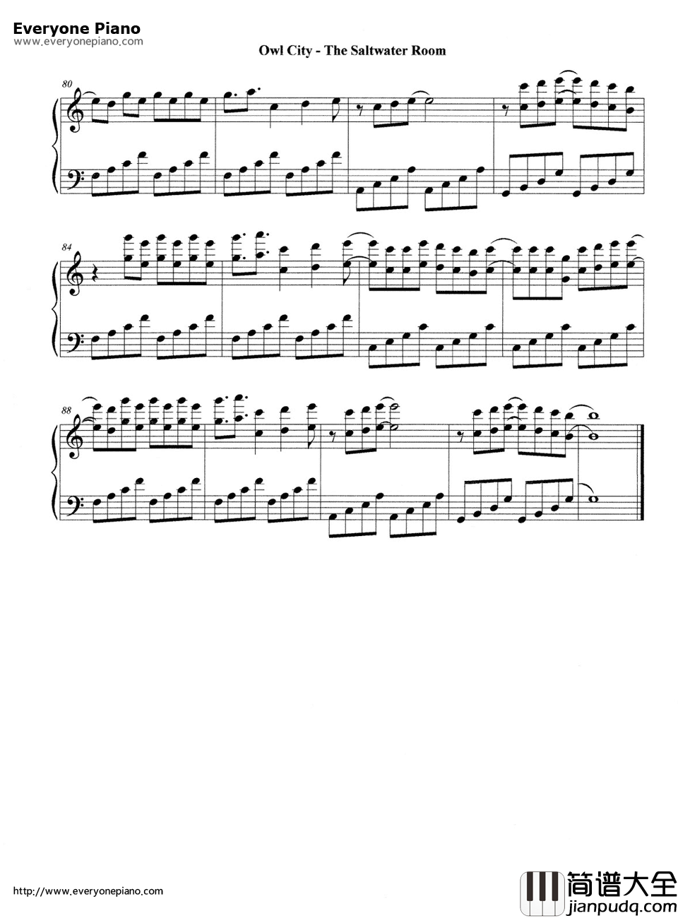 The_saltwater_room(深海空间Owl_City)钢琴谱_Owl_City