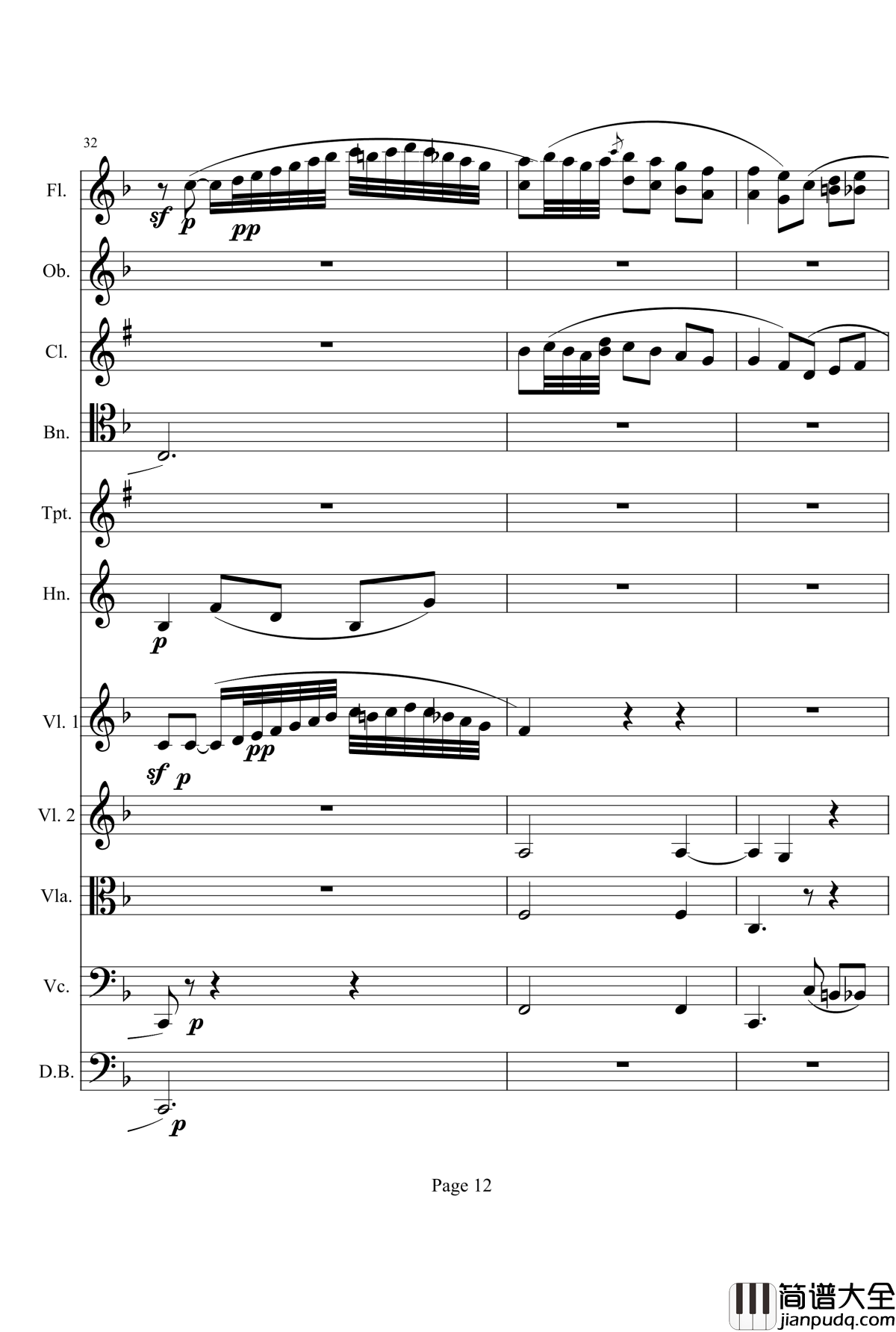 奏鸣曲之交响钢琴谱_第1首_Ⅱ_贝多芬_beethoven