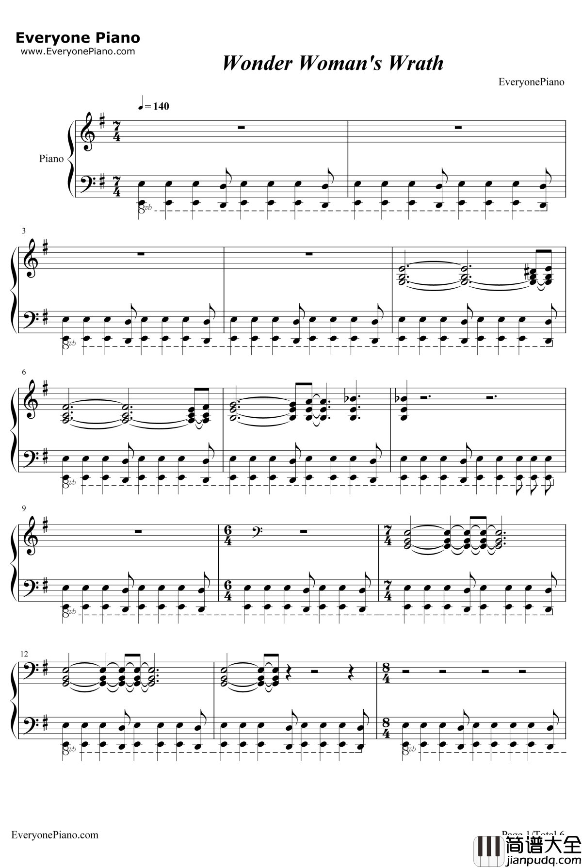 Wonder_Woman's_Wrath钢琴谱_RupertGregsonWilliams_神奇女侠OST