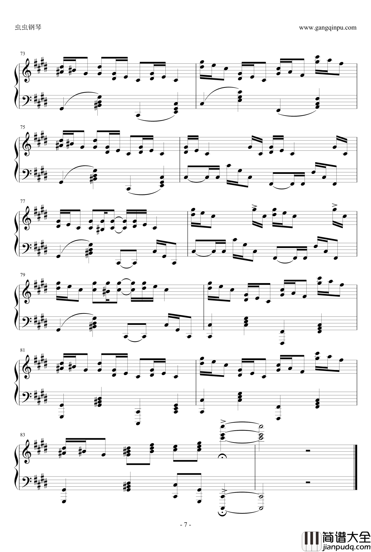 克罗地亚狂想曲钢琴谱_完美版_马克西姆_Maksim·Mrvica