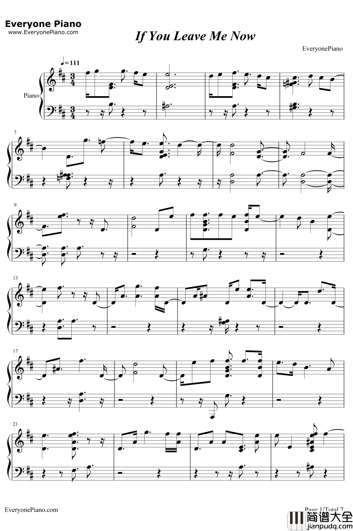 If_You_Leave_Me_Now钢琴谱_Charlie_Puth