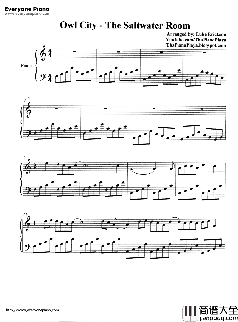 The_saltwater_room(深海空间Owl_City)钢琴谱_Owl_City