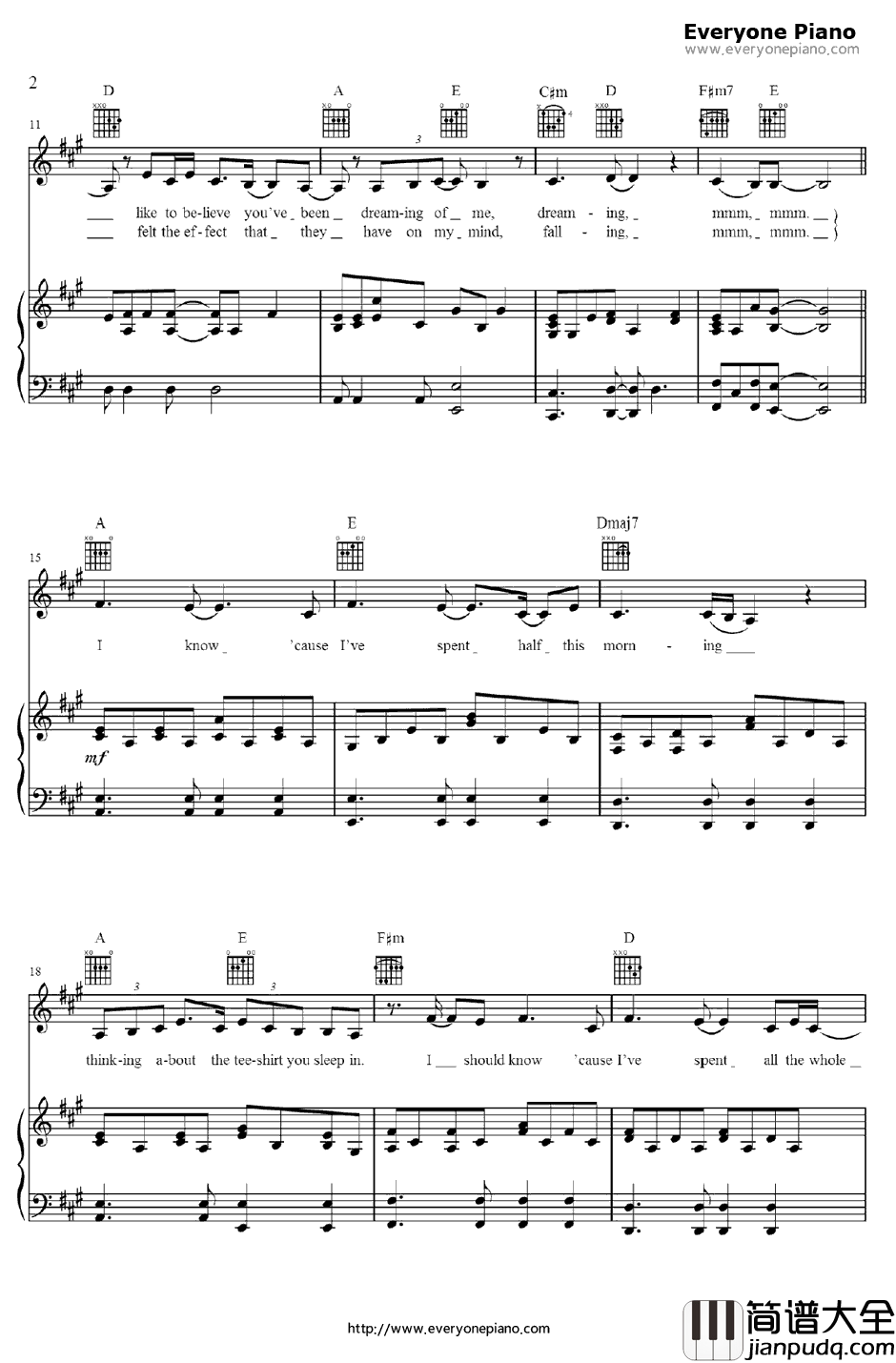 Tee_Shirt钢琴谱_Birdy_TheFaultInOurStars主题曲