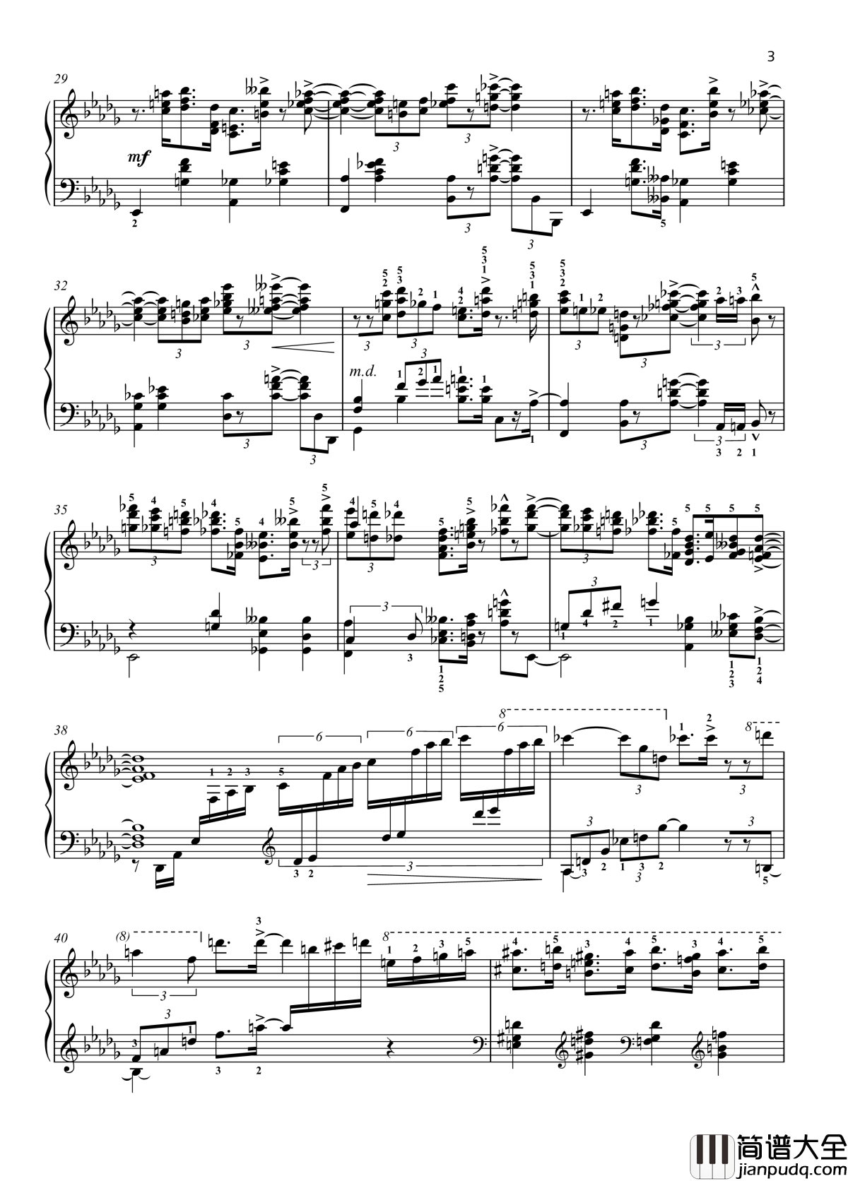 八首音乐会练习曲钢琴谱_爵士_尼古拉·凯帕斯汀_Nikolai_Kapusti_带指法__Eight_Concert_?tudes_Op_40___No._7._Intermezzo