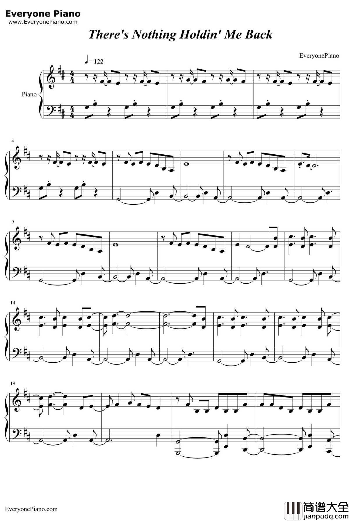 There's_Nothing_Holdin'_Me_Back钢琴谱_ShawnMendes_There'sNothingHoldin'MeBack
