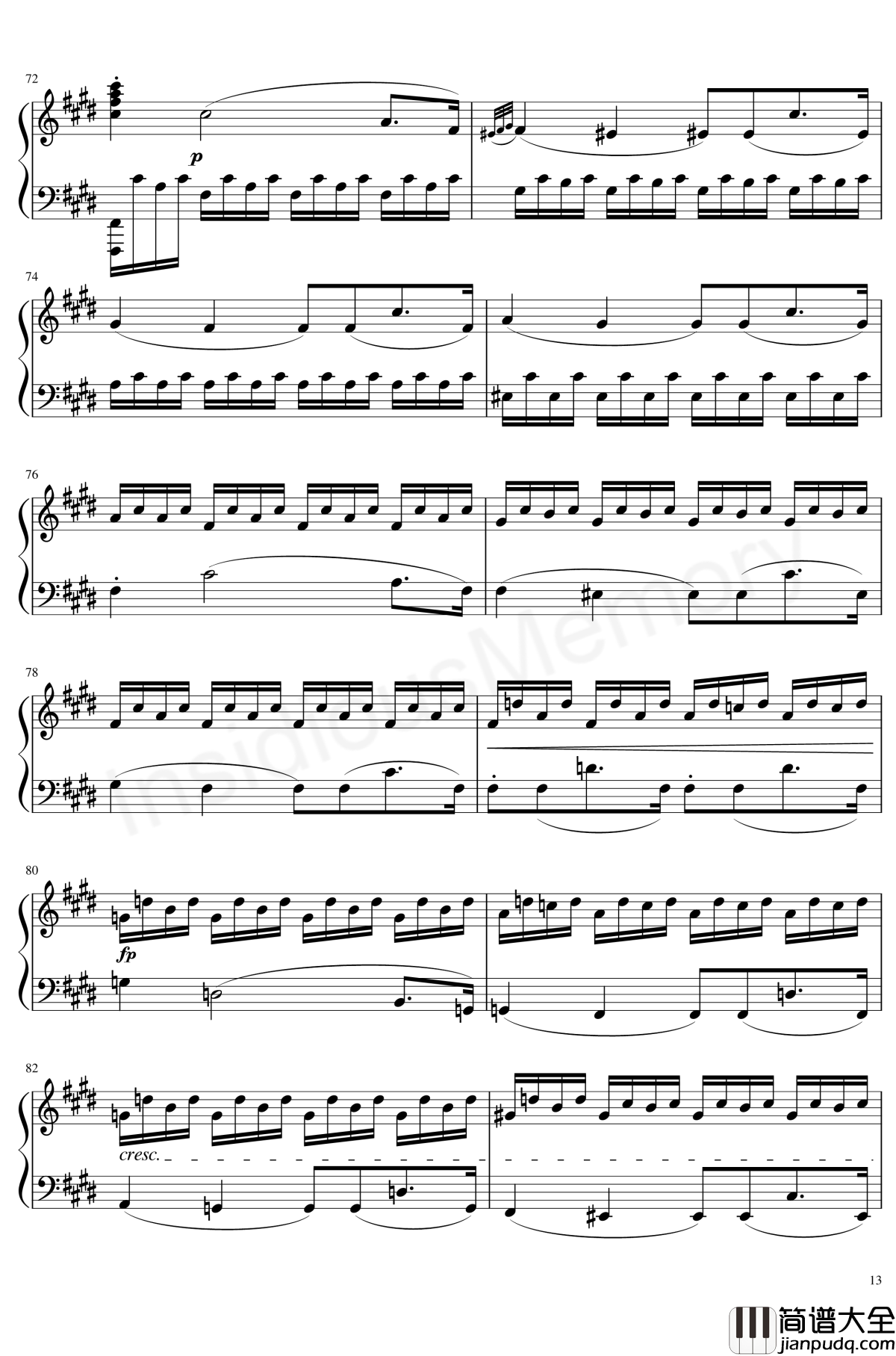 月光奏鸣曲钢琴谱_贝多芬_beethoven