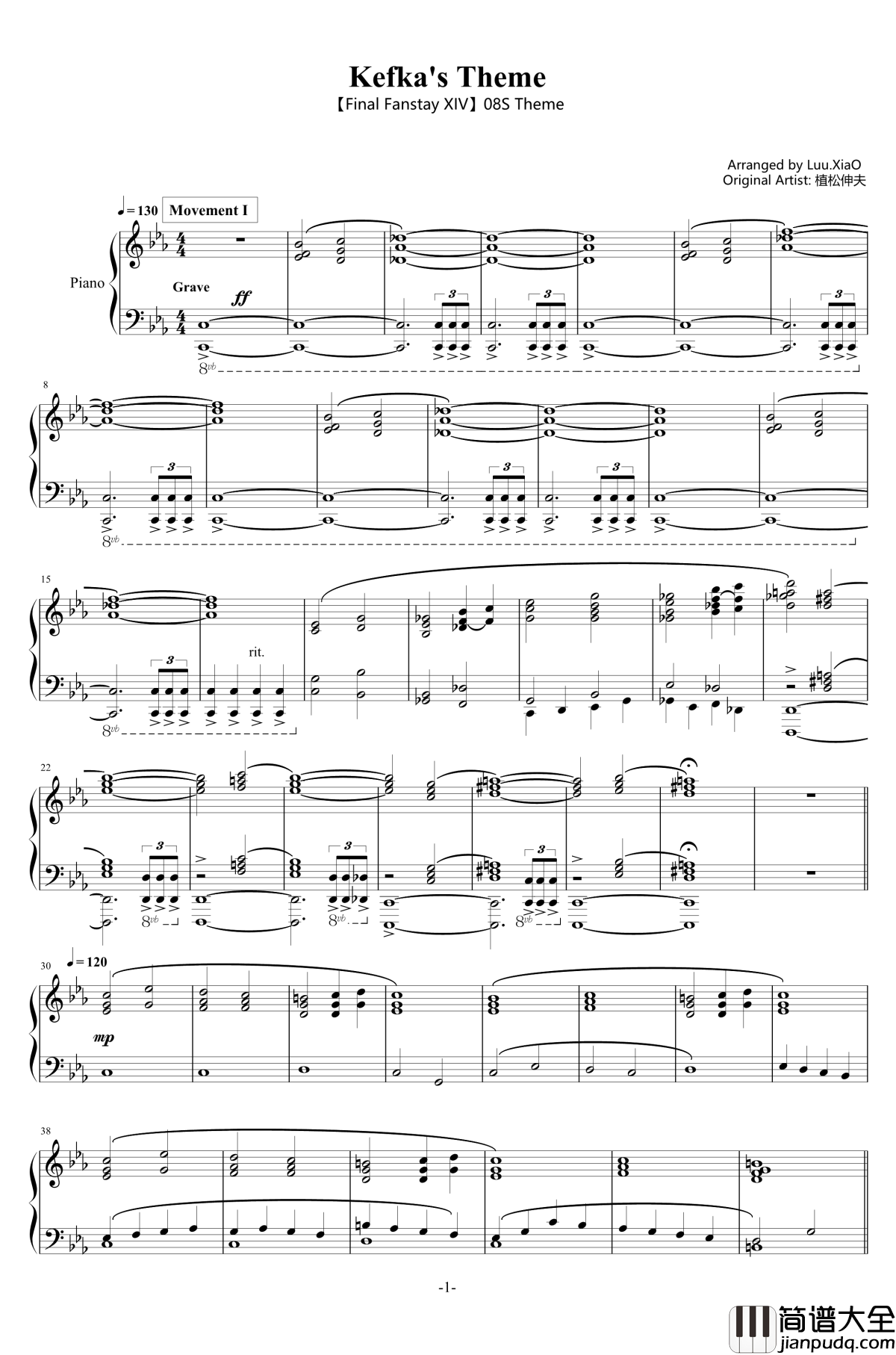 Kefka's_Theme钢琴谱_Final_Fanstay_XIV_最终幻想