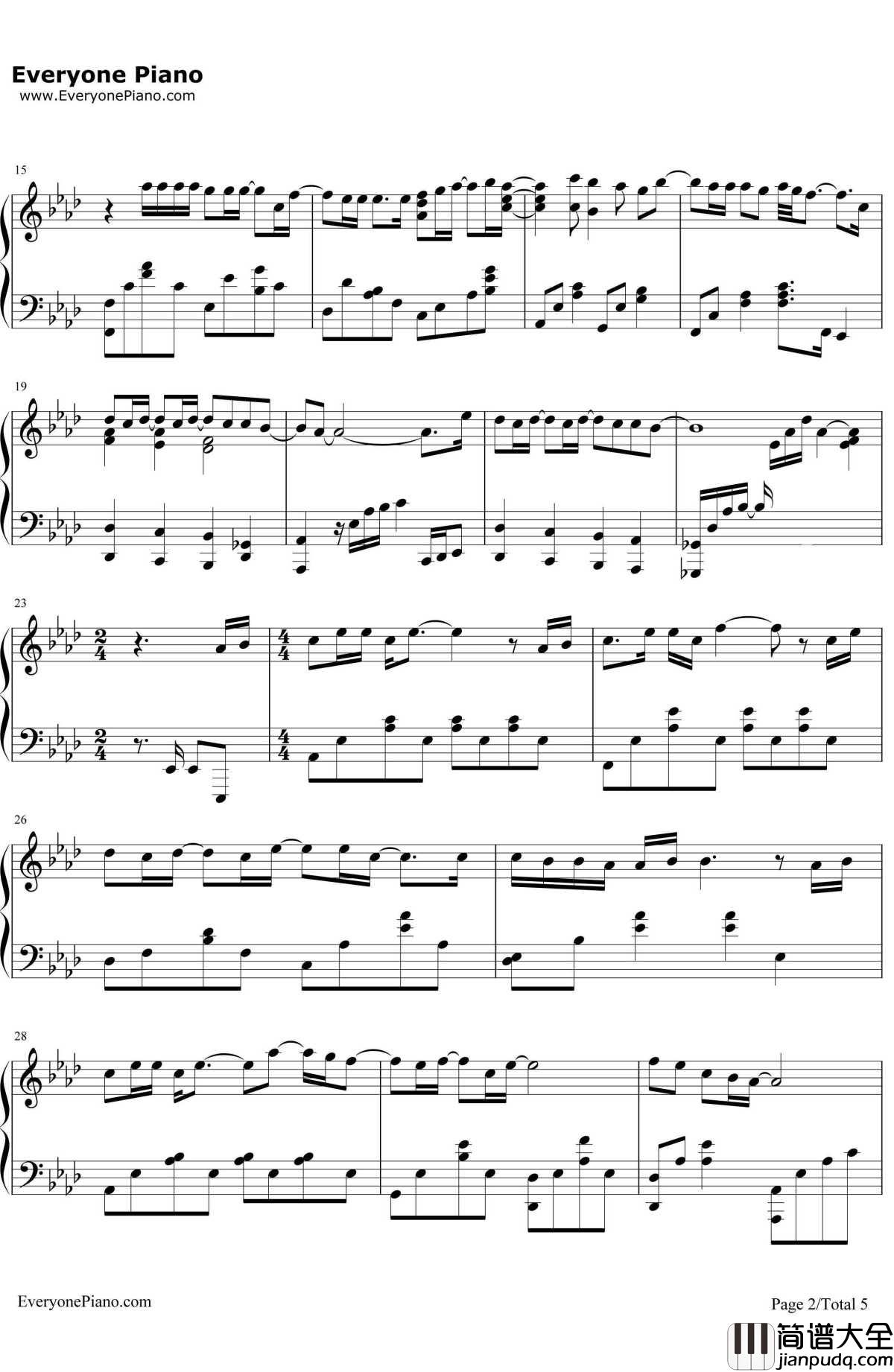 ThereYou'llBe钢琴谱_FaithHill__珍珠港_主题曲