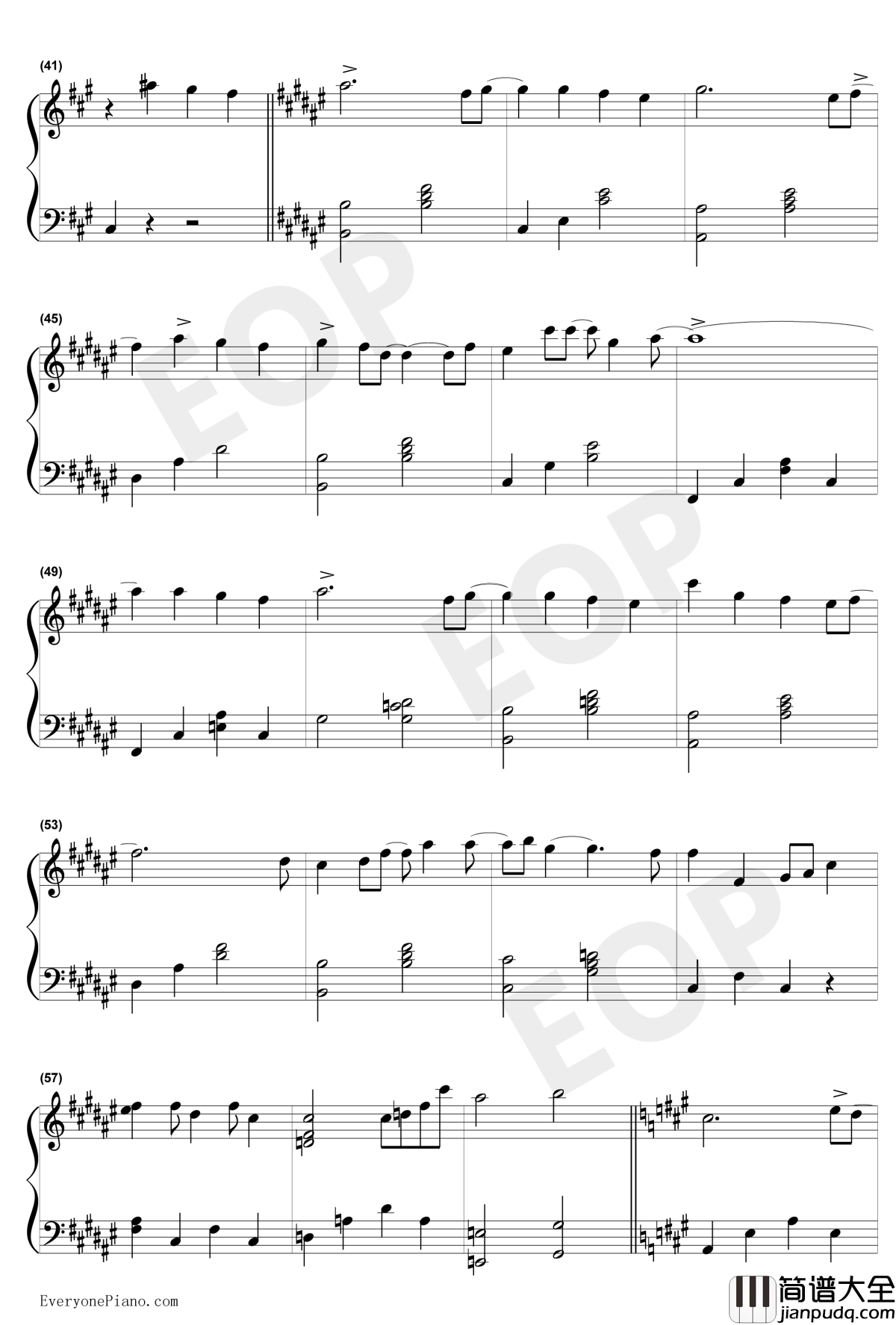 爱的回归线钢琴谱_陈韵若陈每文_爱情公寓3插曲
