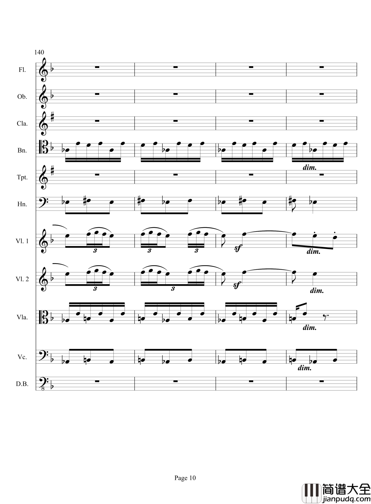 奏鸣曲之交响钢琴谱_第17首_Ⅲ_贝多芬_beethoven