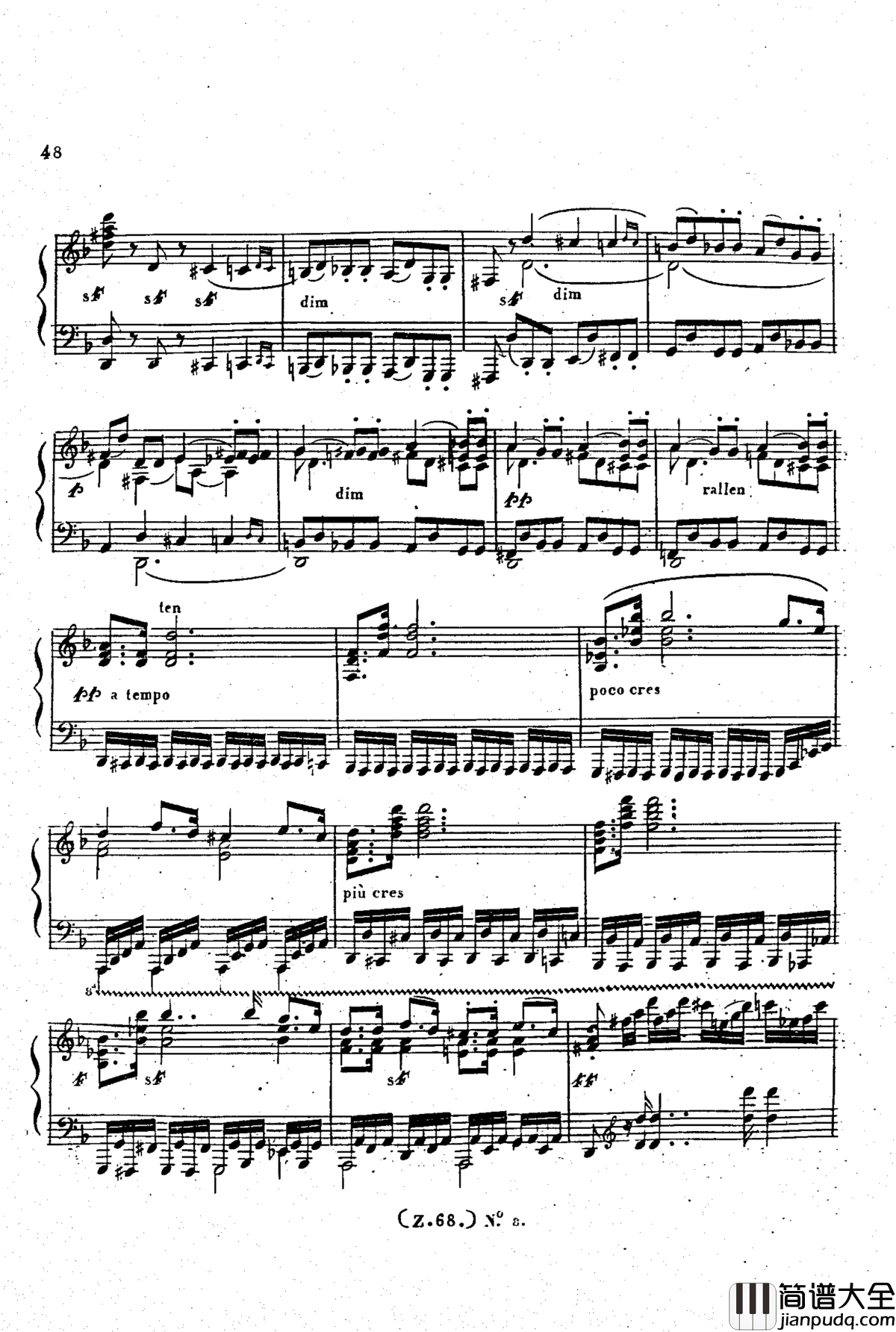 _d小调第六钢琴奏鸣曲_Op.124钢琴谱_车尔尼_Czerny