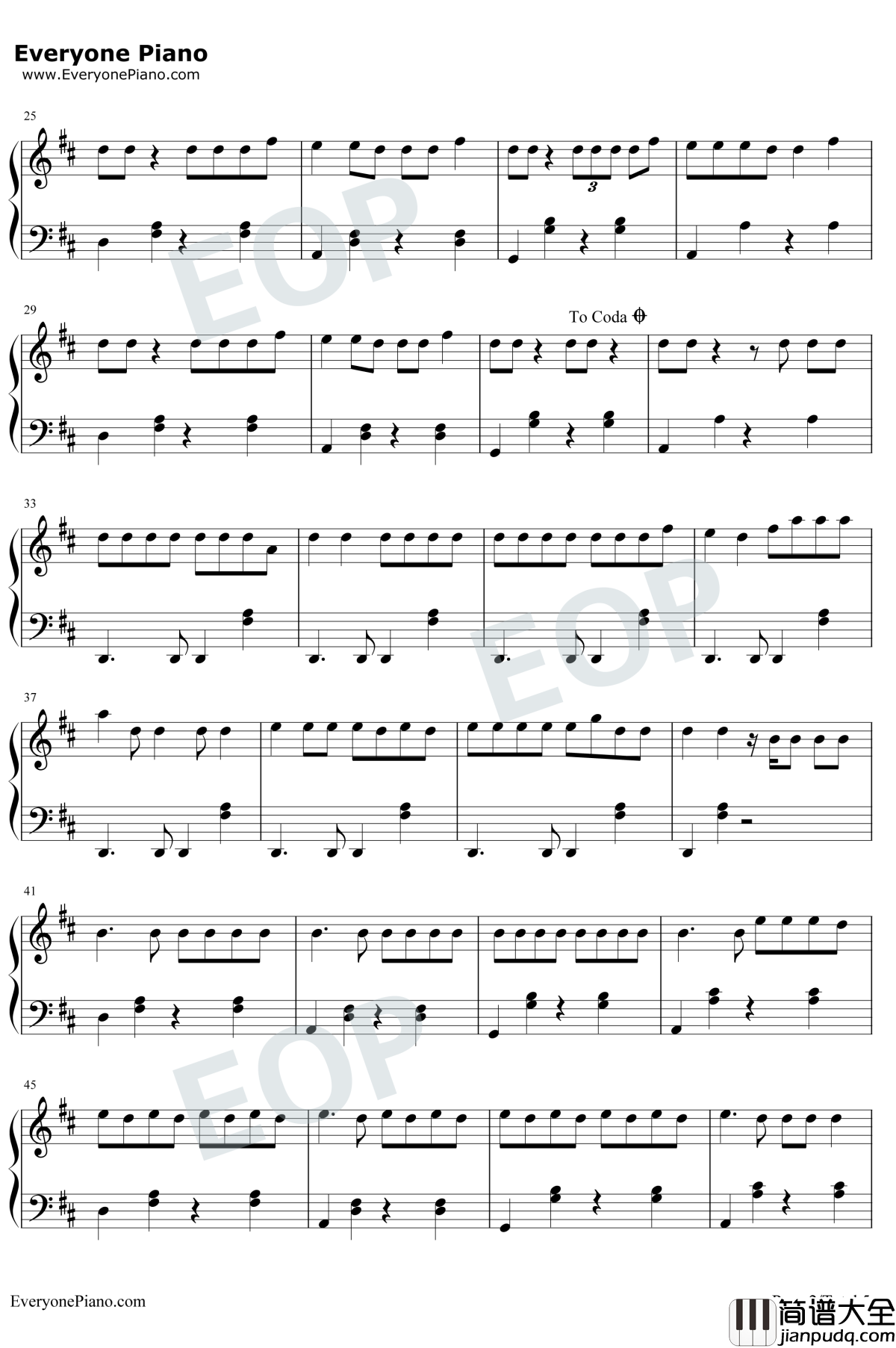 Dura钢琴谱_Daddy_Yankee_嘟啦舞