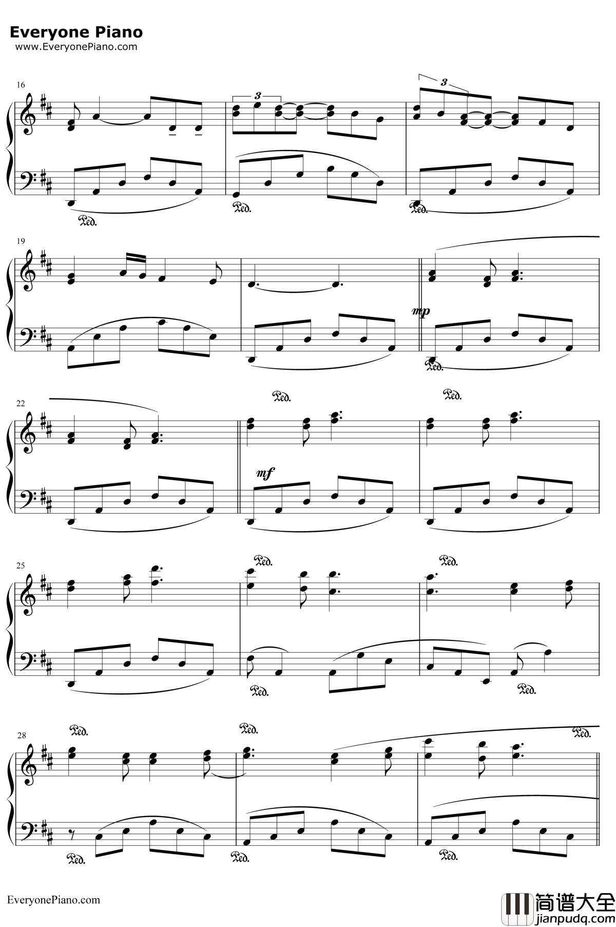 布拉姆斯的摇篮曲钢琴谱_理查德·克莱德曼_布拉姆斯的摇篮曲