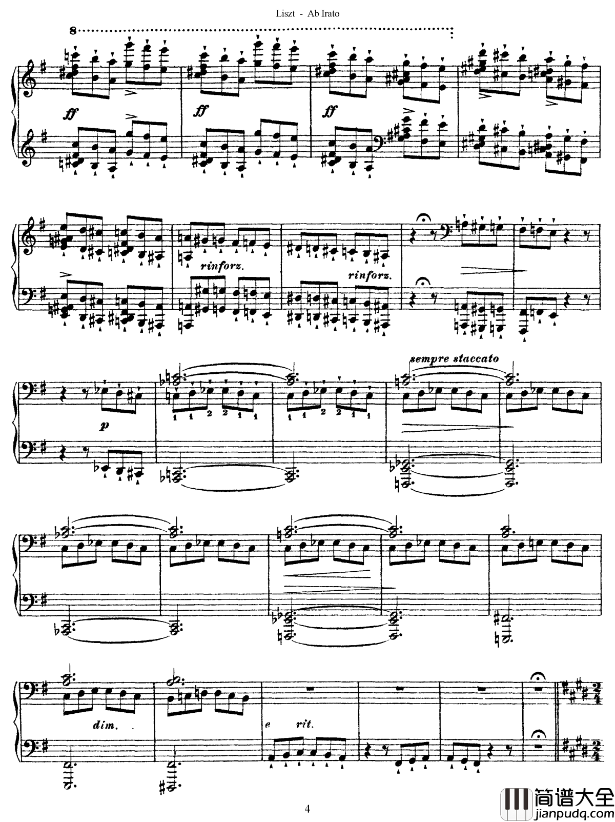 愤怒练习曲__S.143钢琴谱_李斯特
