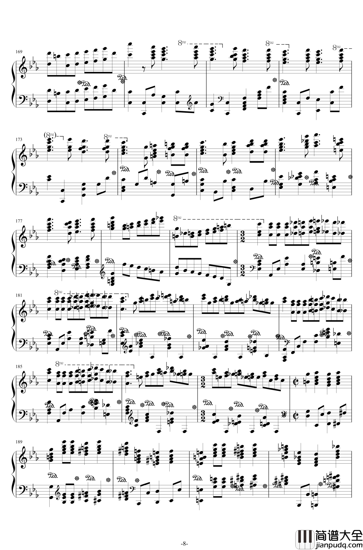 第二钢琴协奏曲钢琴谱__第三乐章独奏版_拉赫马尼若夫_c小调