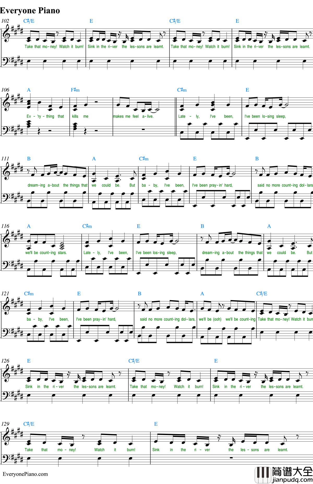 CountingStars钢琴谱_OneRepublic