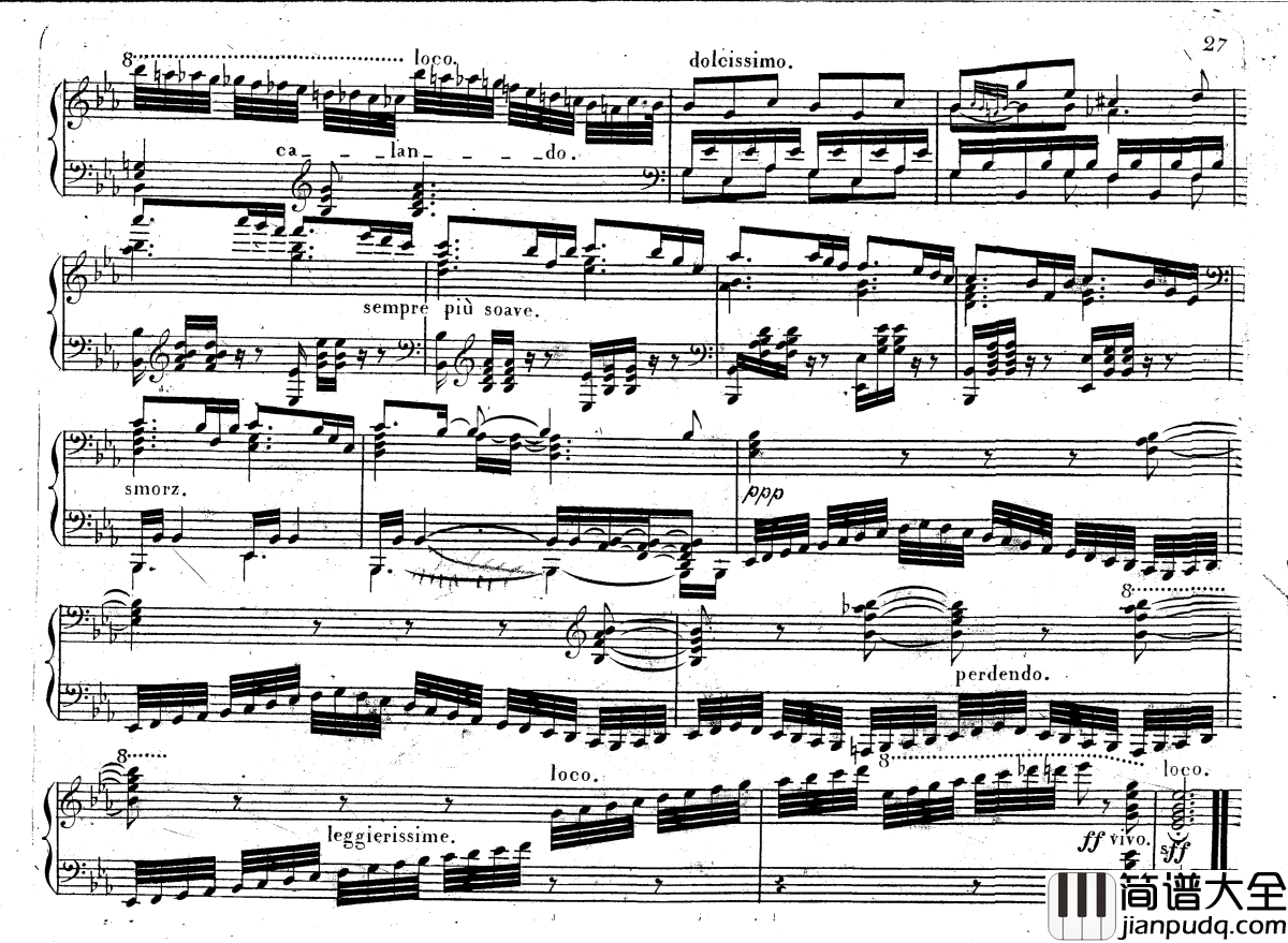 降E大调第八钢琴奏鸣曲_Op.144钢琴谱_车尔尼_Czerny