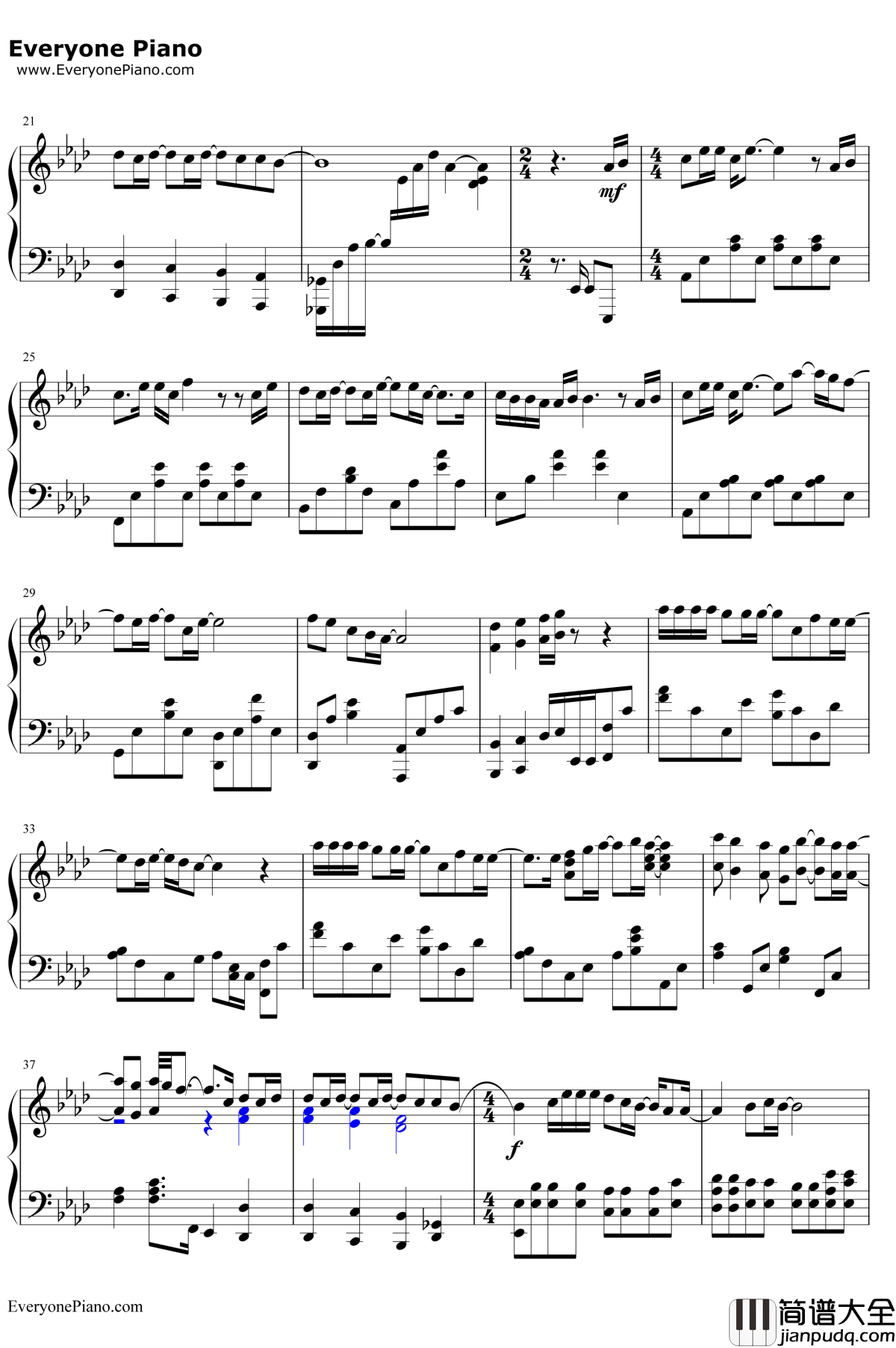 There_You'll_Be钢琴谱_FaithHill费丝希尔_电影珍珠港片尾曲