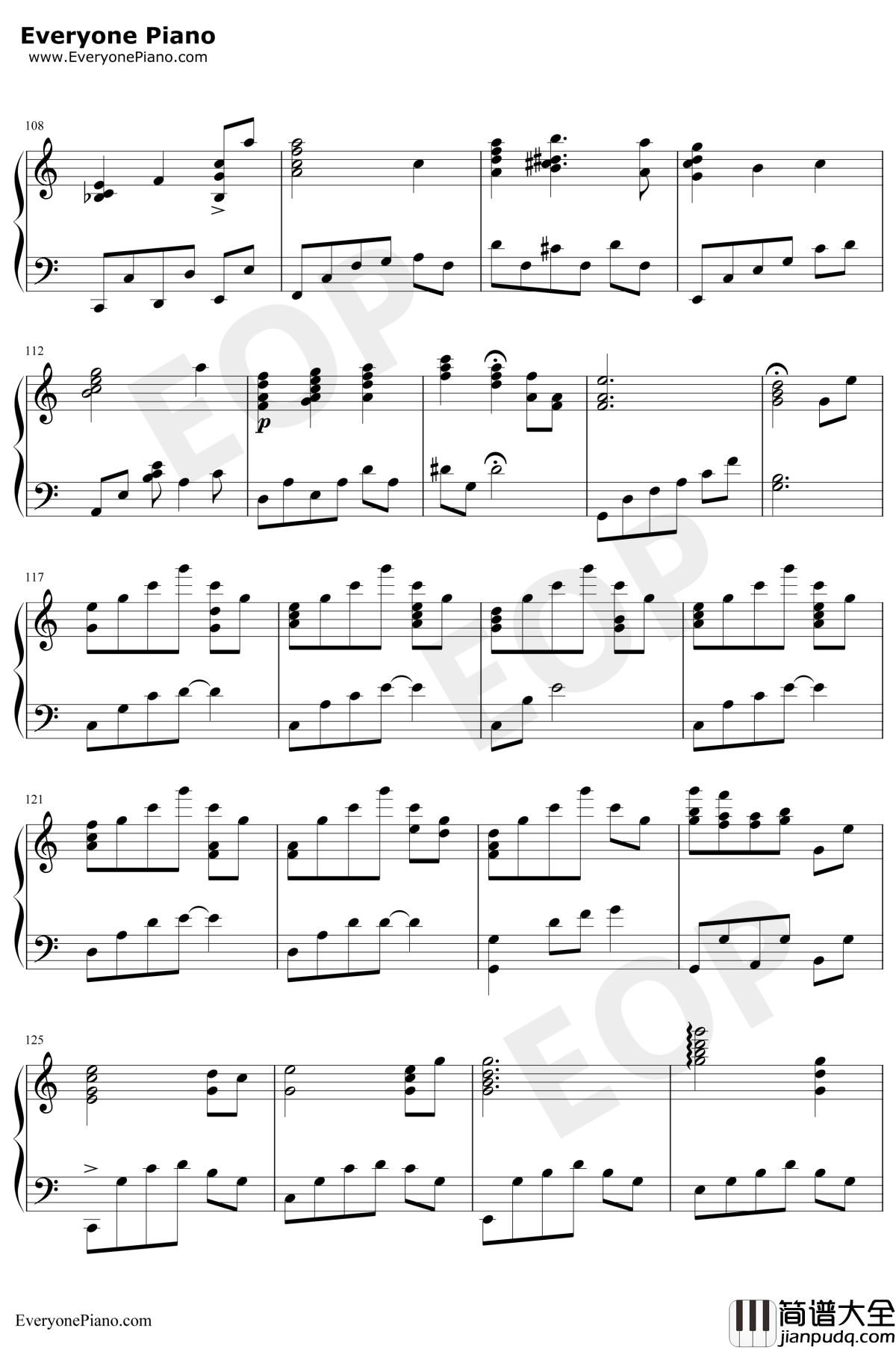 世界の約束钢琴谱_倍赏千惠子_哈尔的移动城堡主题曲